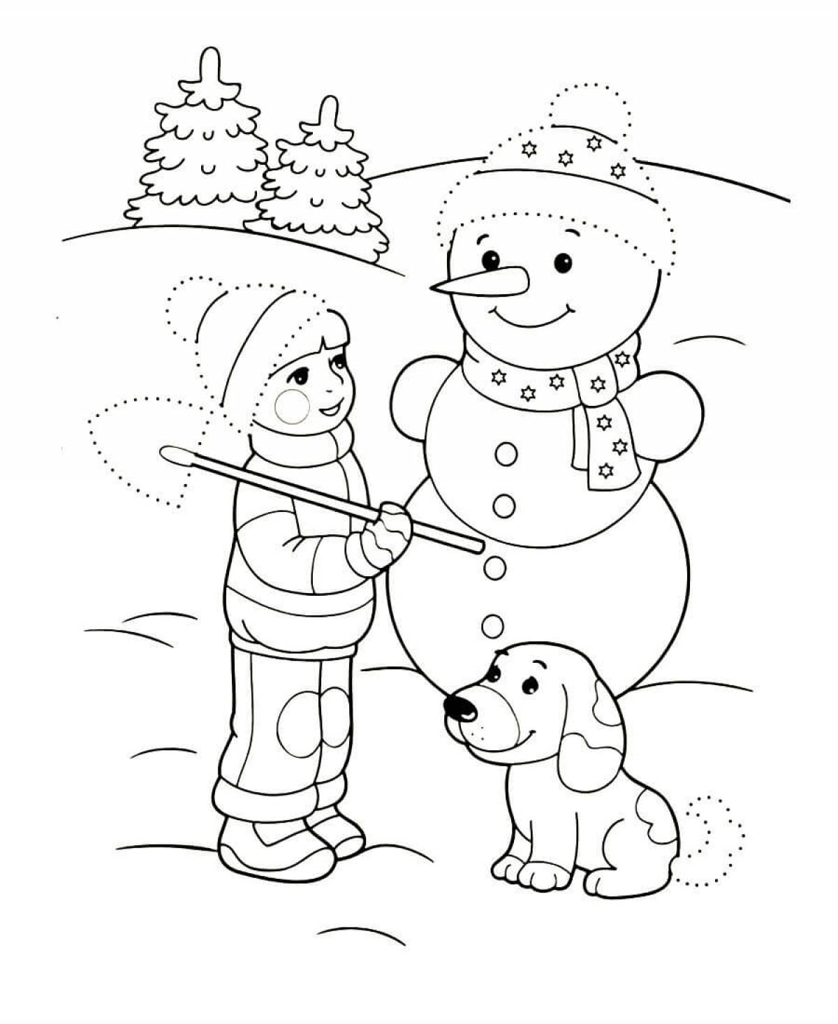 Snowman by dots