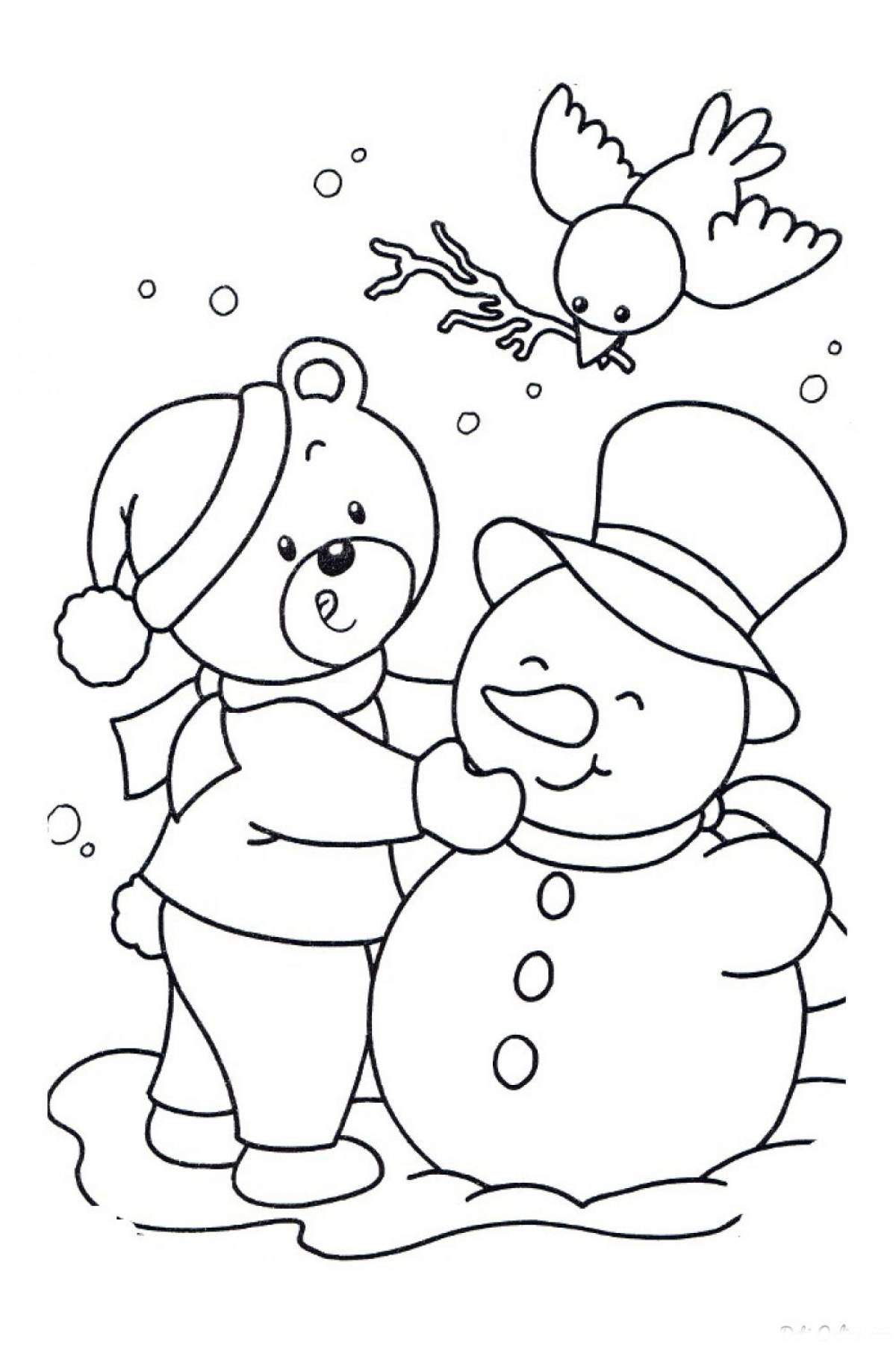 Снеговик и мишка