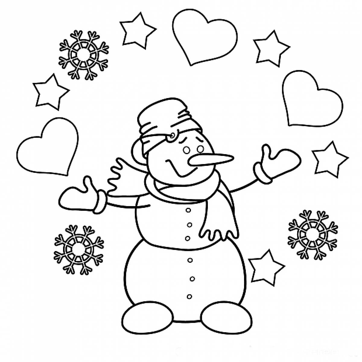 Snowman in hearts