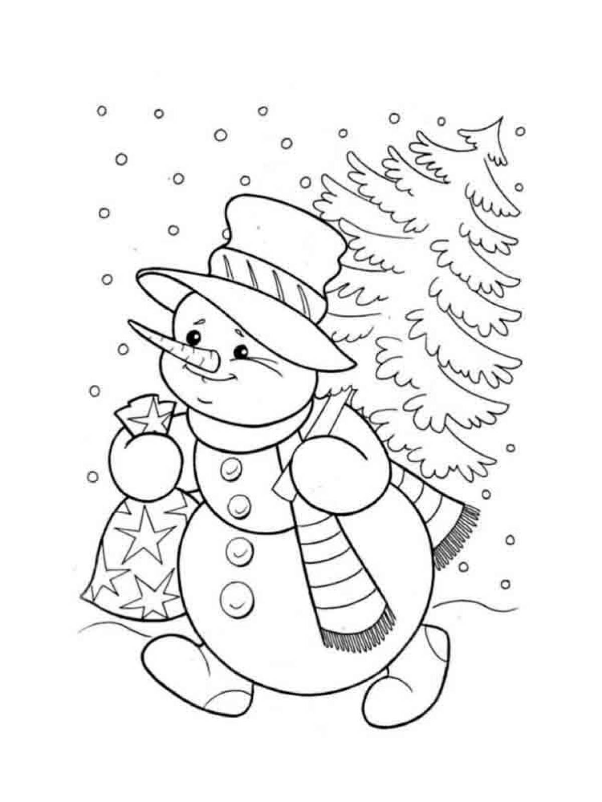 Snowman with a bag