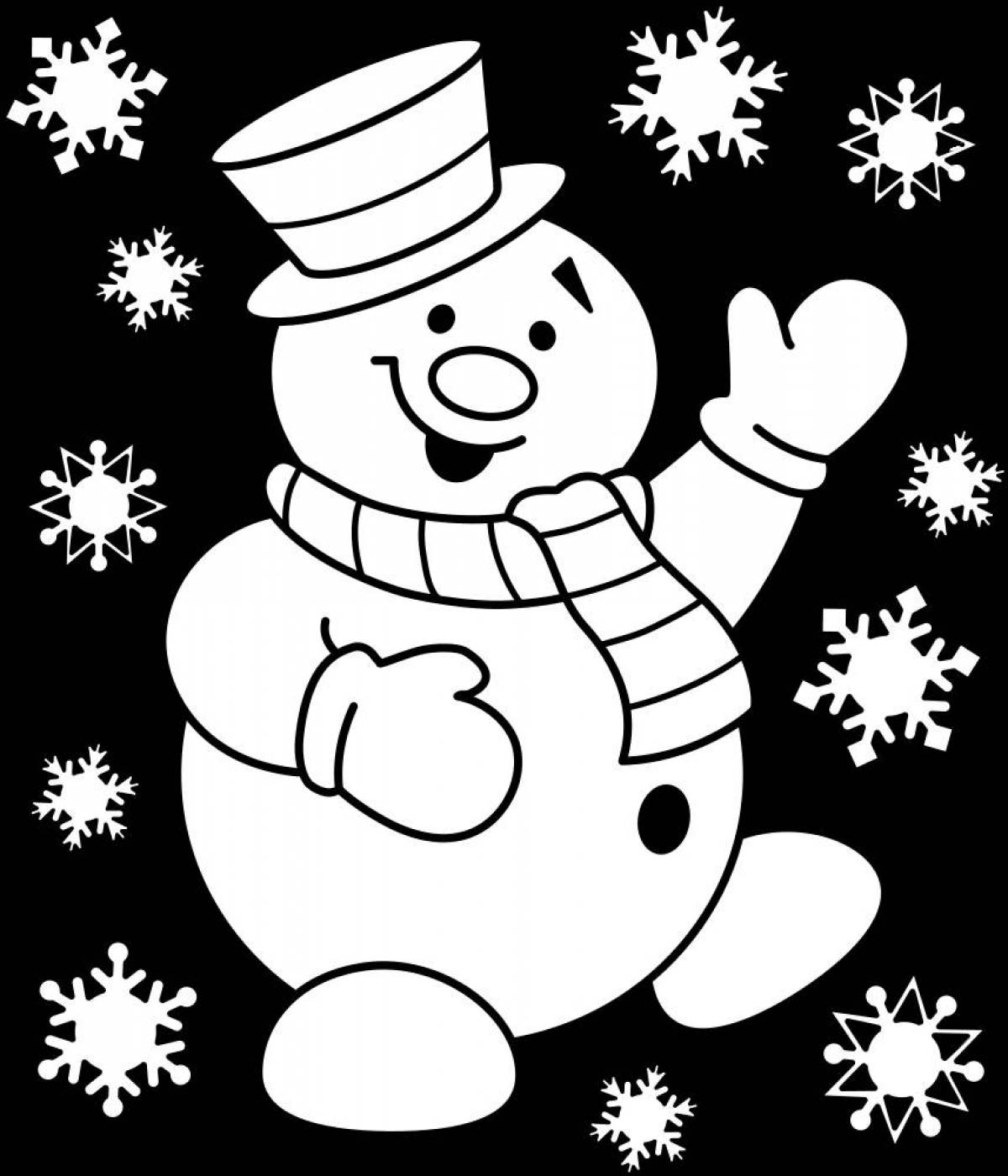 Snowman in snowflakes