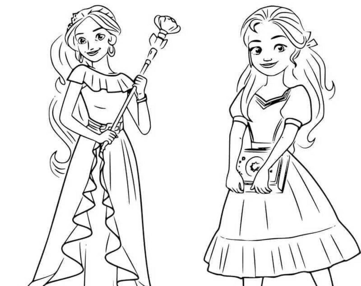 Adorable princess elena coloring page