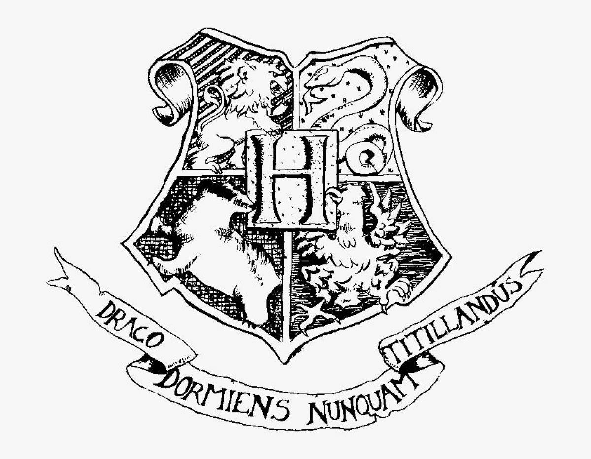 Coloring page glorious coat of arms of hogwarts