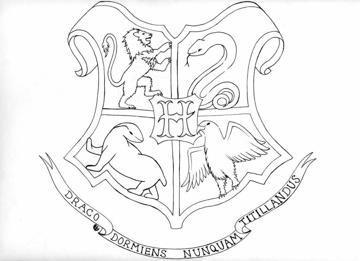 Coloring page luxury coat of arms of Hogwarts