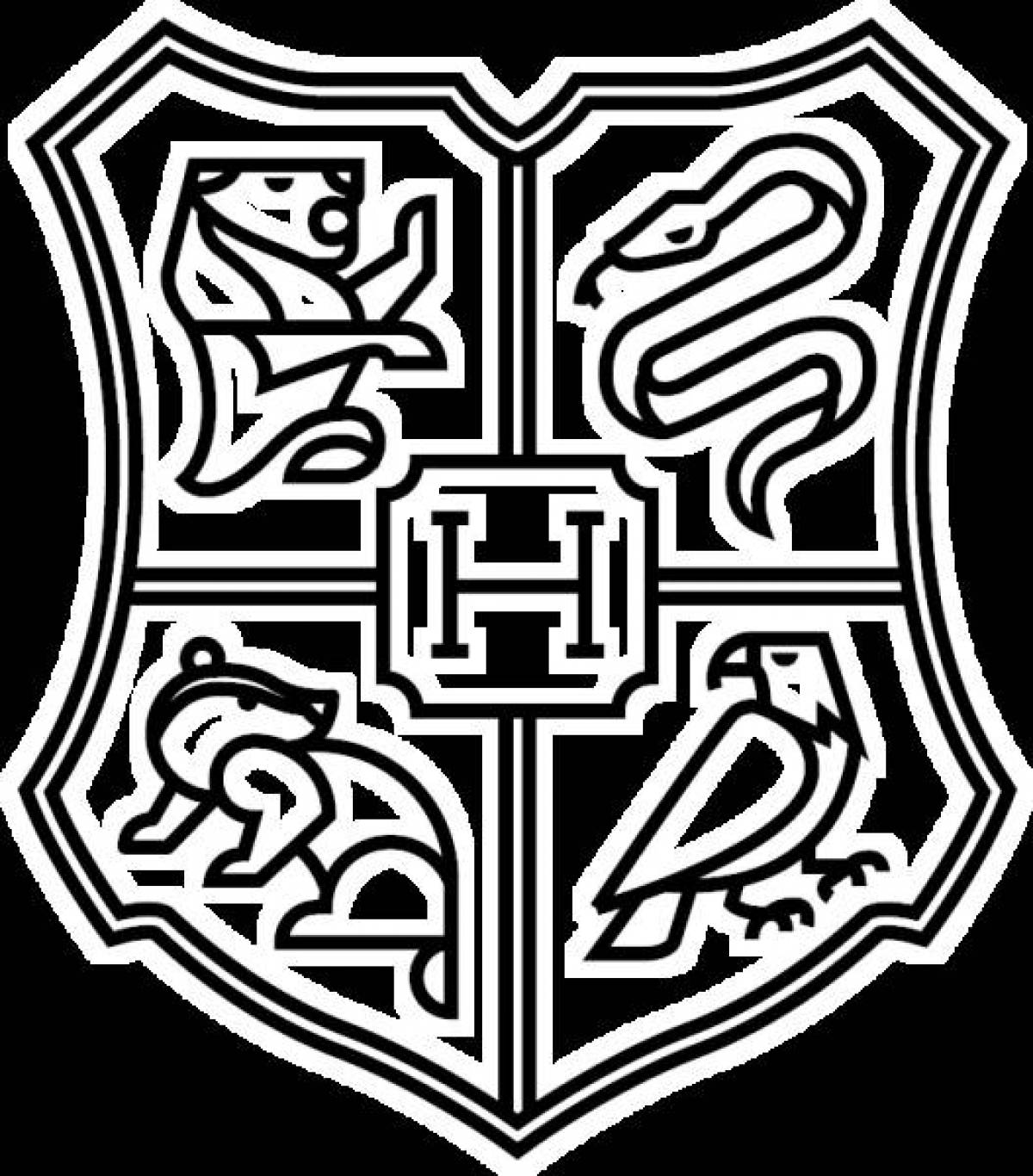Coloring page glowing coat of arms of Hogwarts