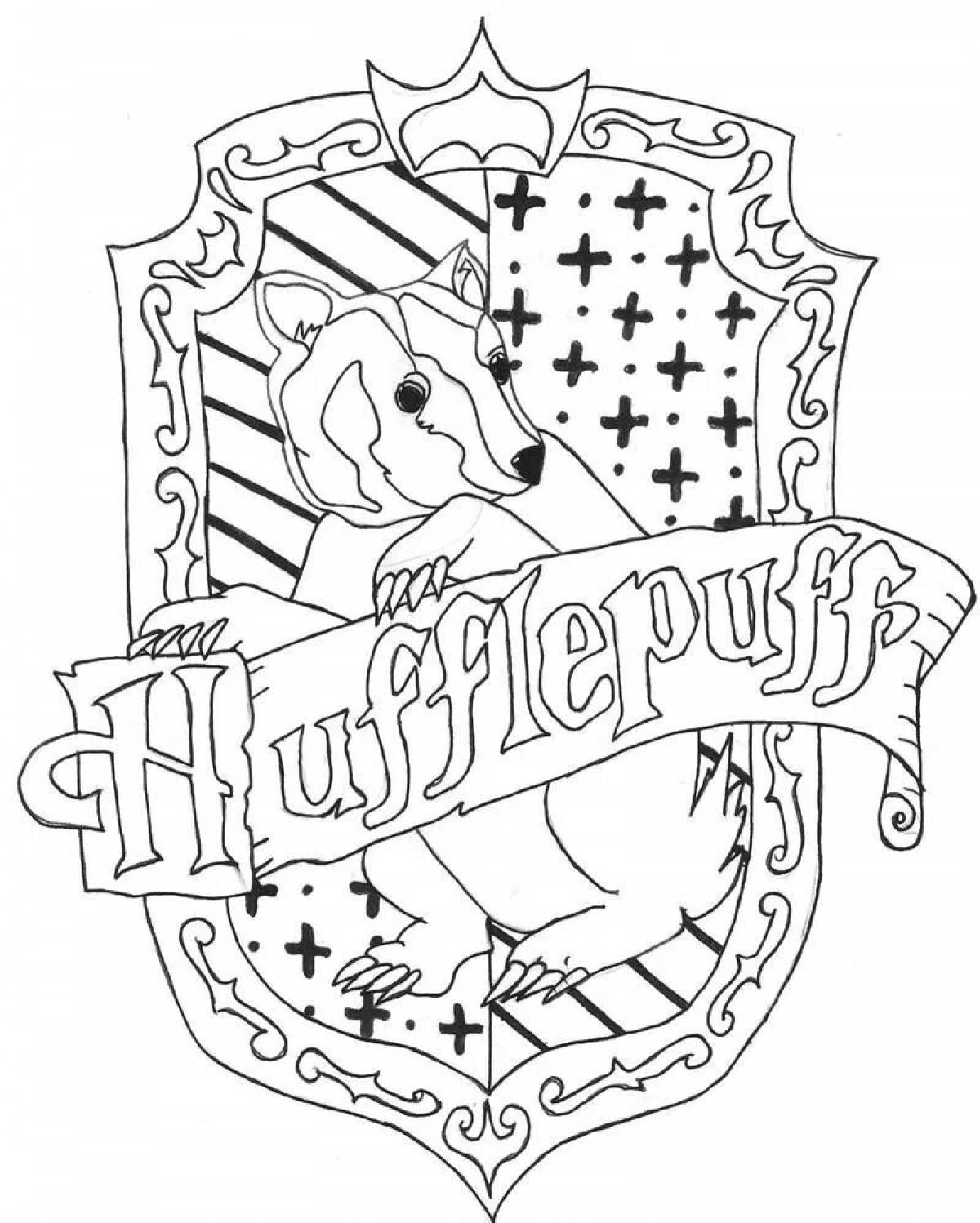 Colorful coat of arms of Hogwarts coloring book