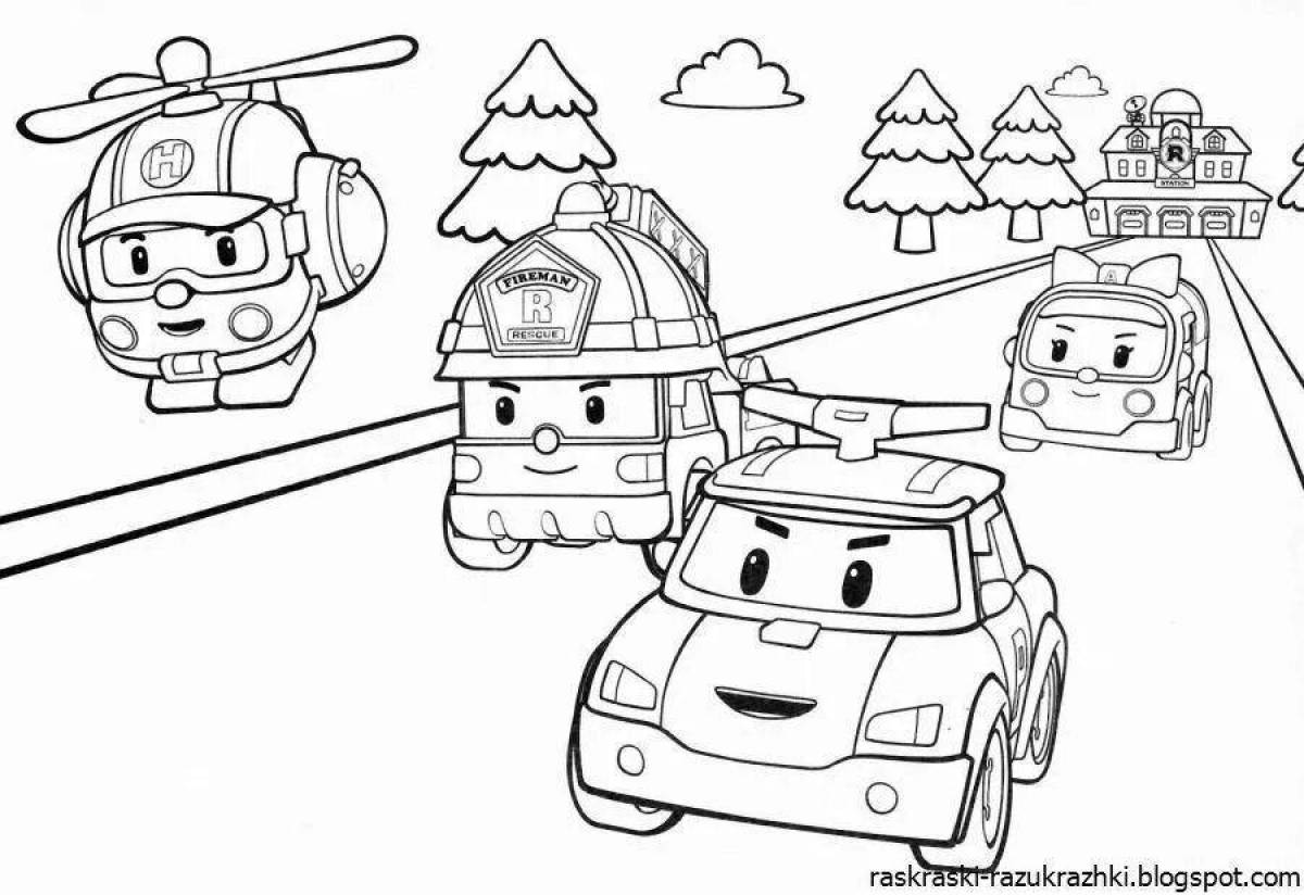 Roy robocar coloring pages with crazy color