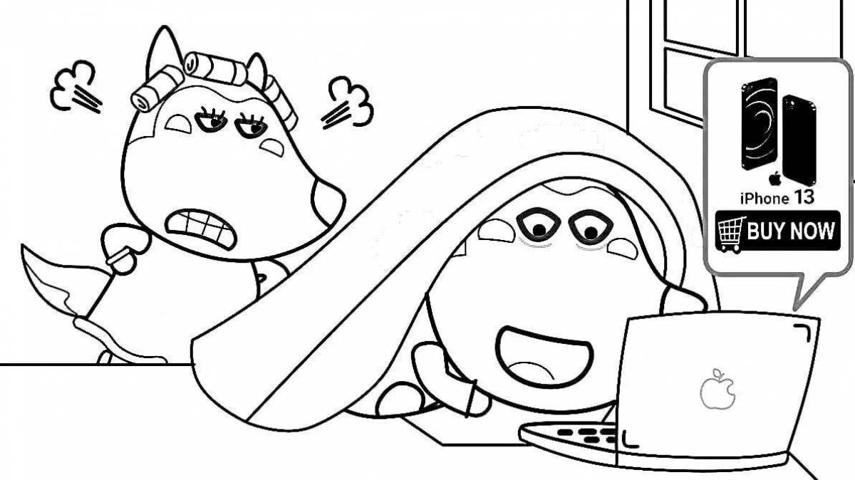 Animated wolf and lucy coloring pages