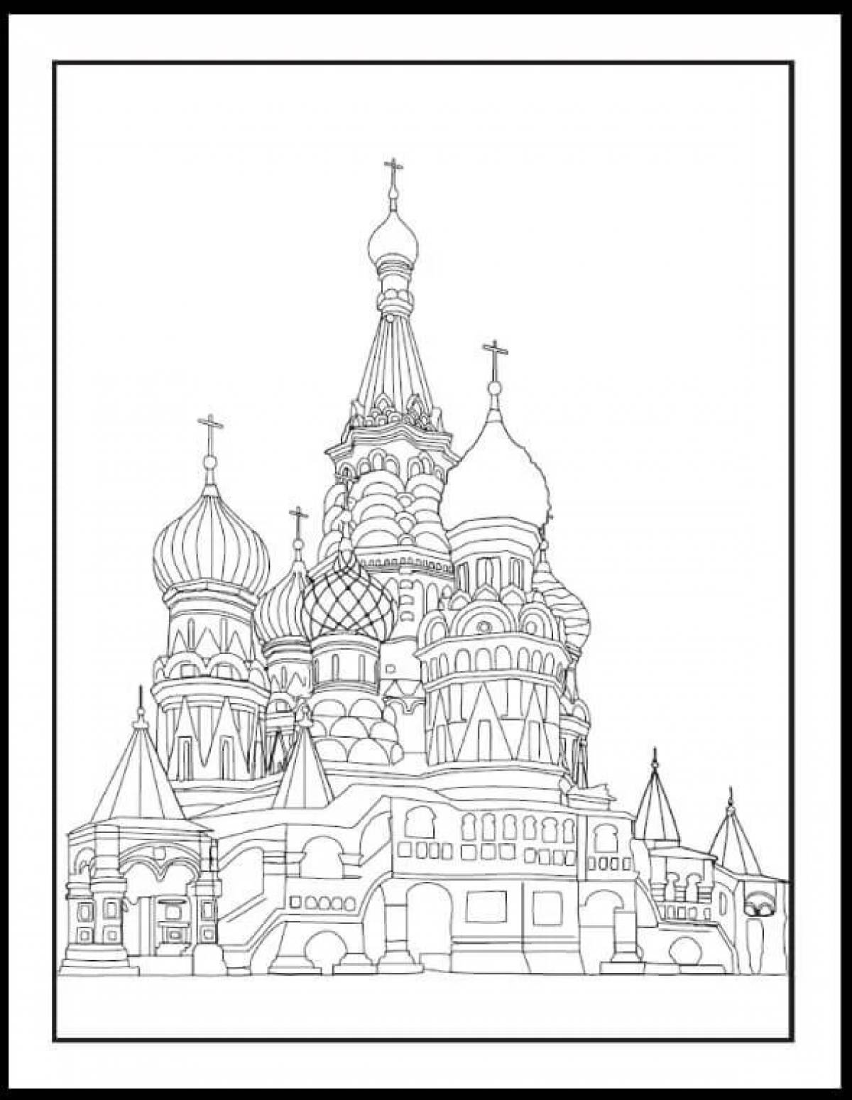 Coloring page St. Basil's Cathedral in bright colors