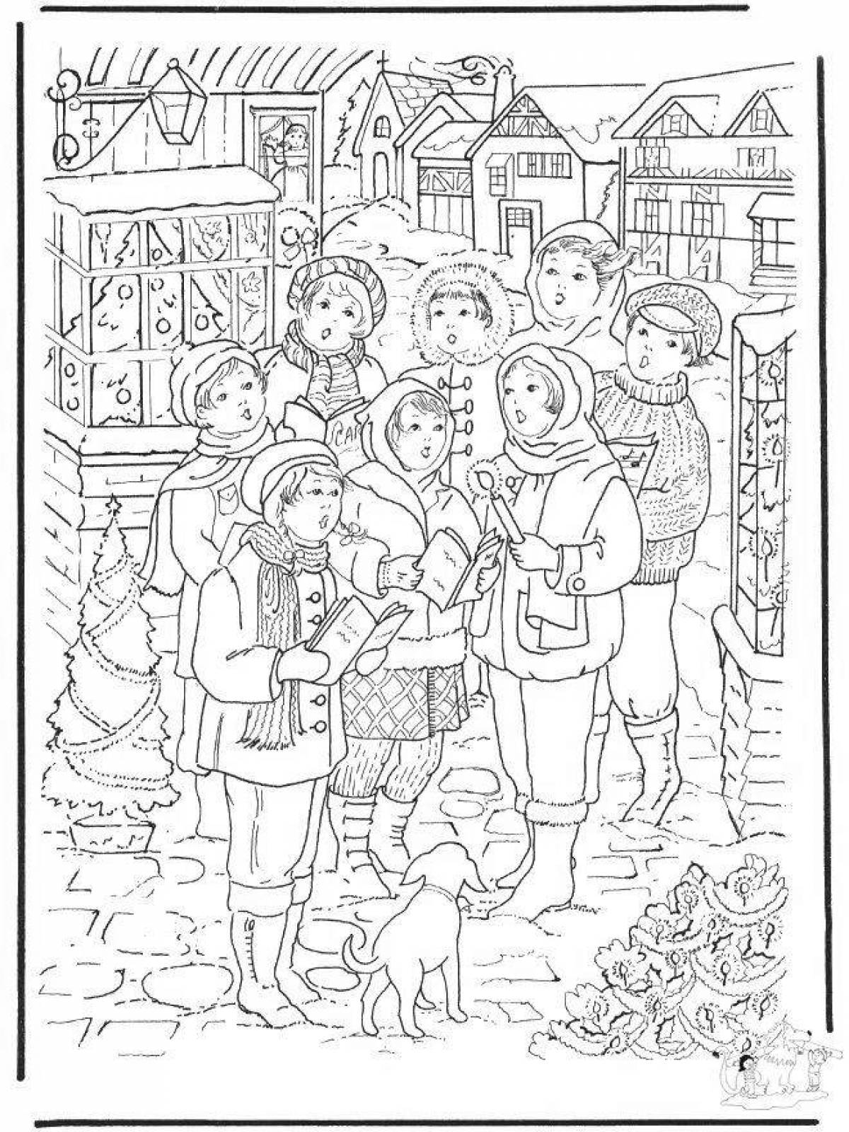 Blissful carol coloring pages for preschoolers