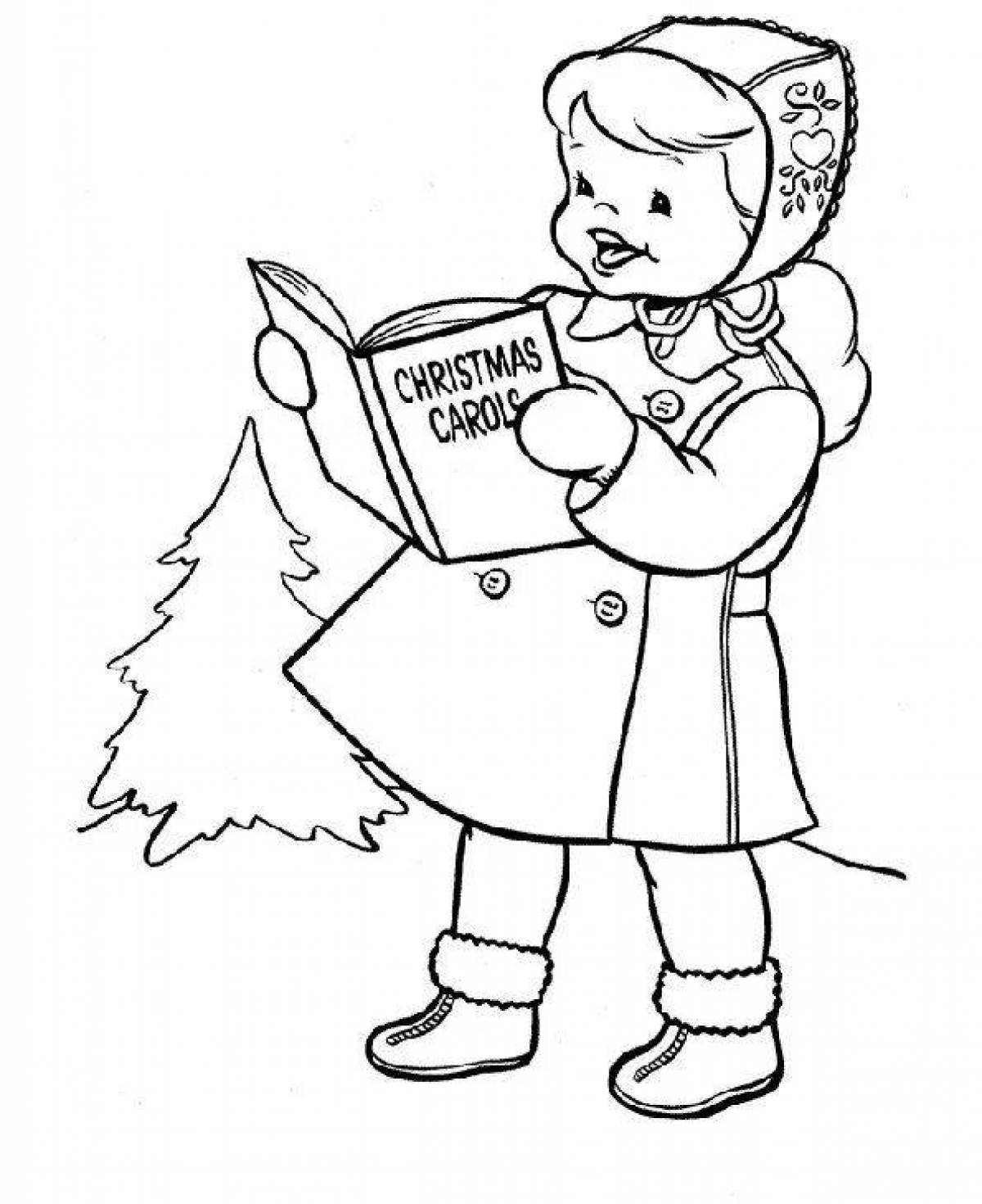 Cheerful carol coloring pages for preschoolers