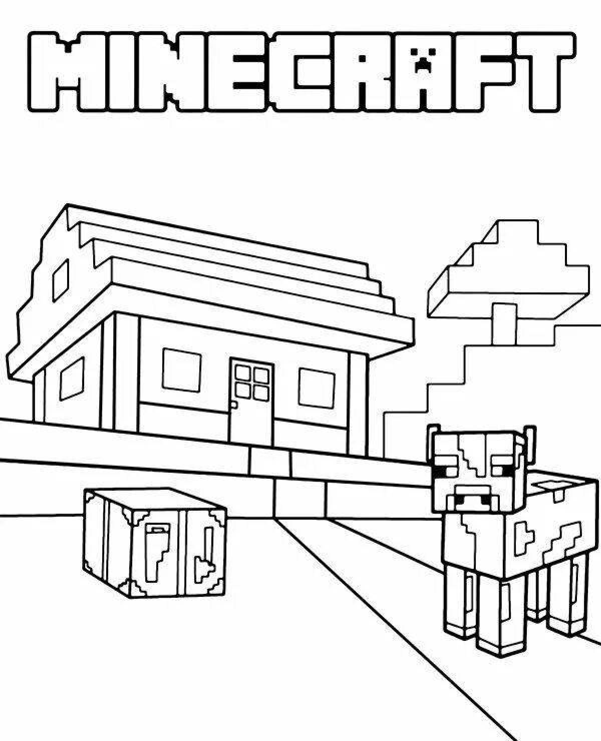 Amazing colored minecraft villager coloring page
