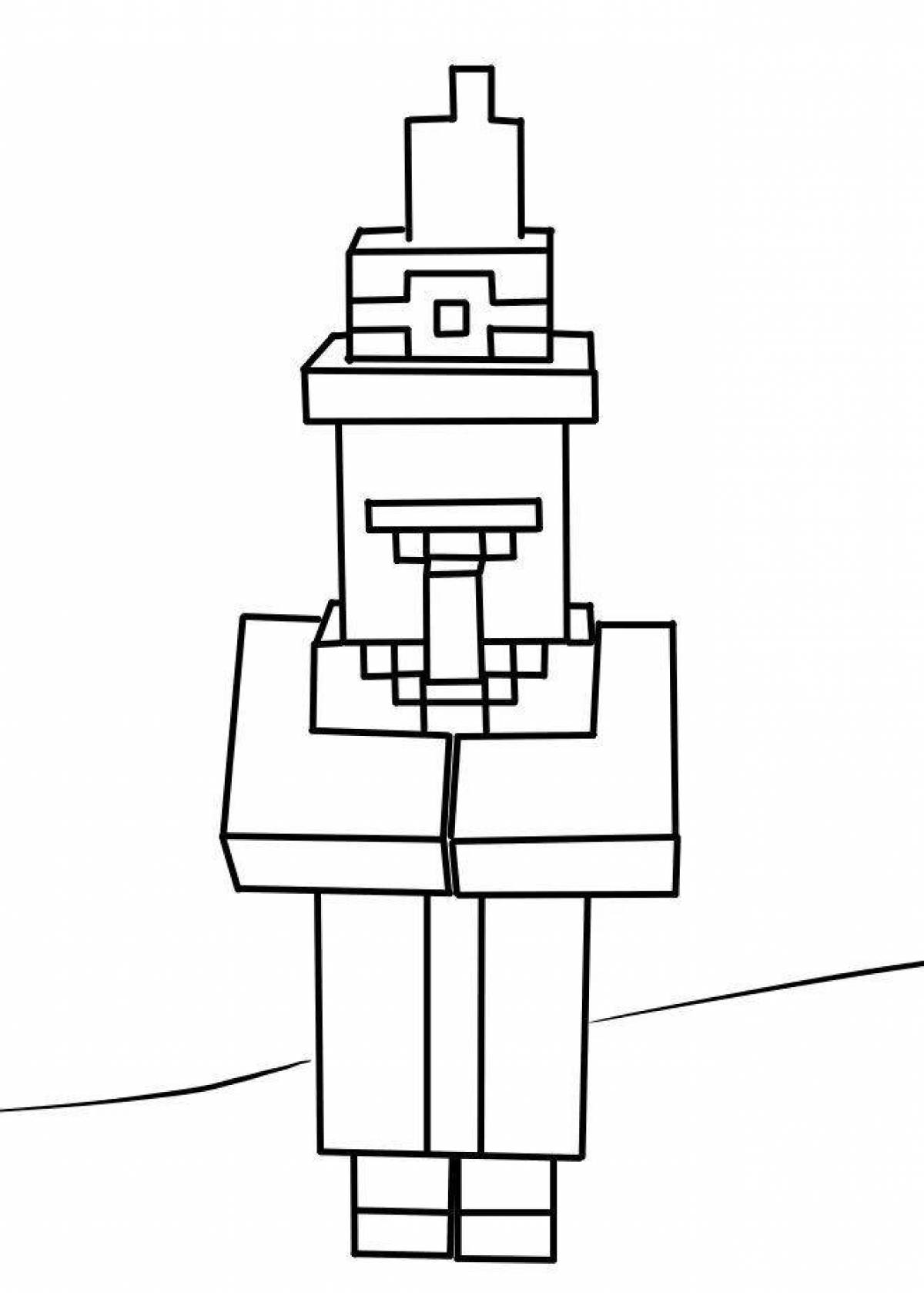 Color-mysterious minecraft resident coloring page