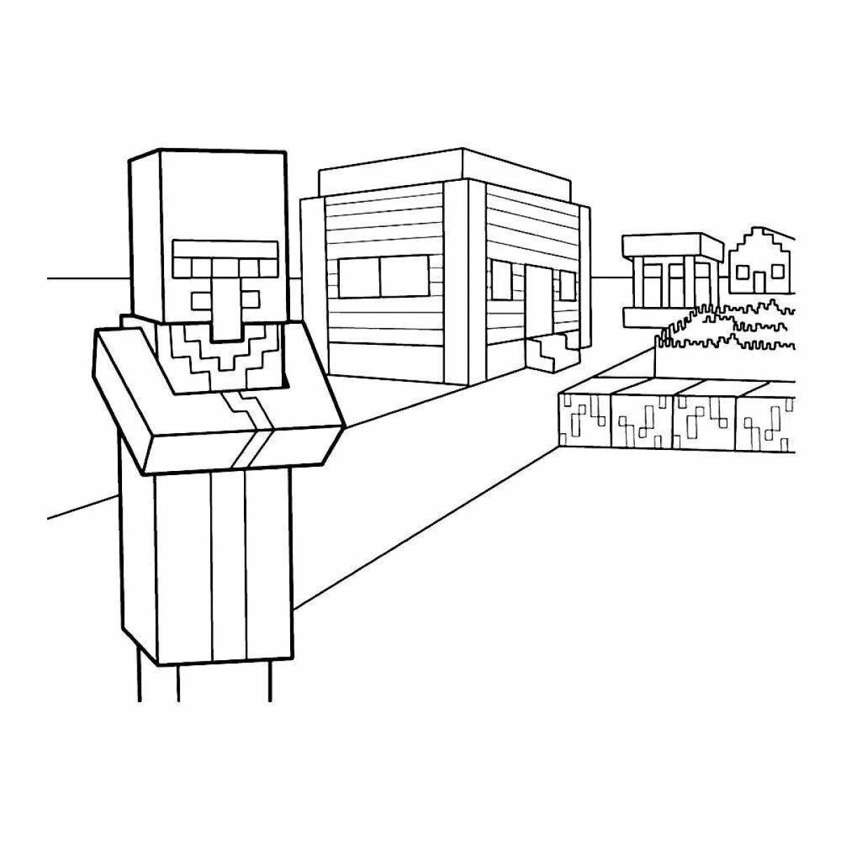 Imaginative minecraft resident coloring page