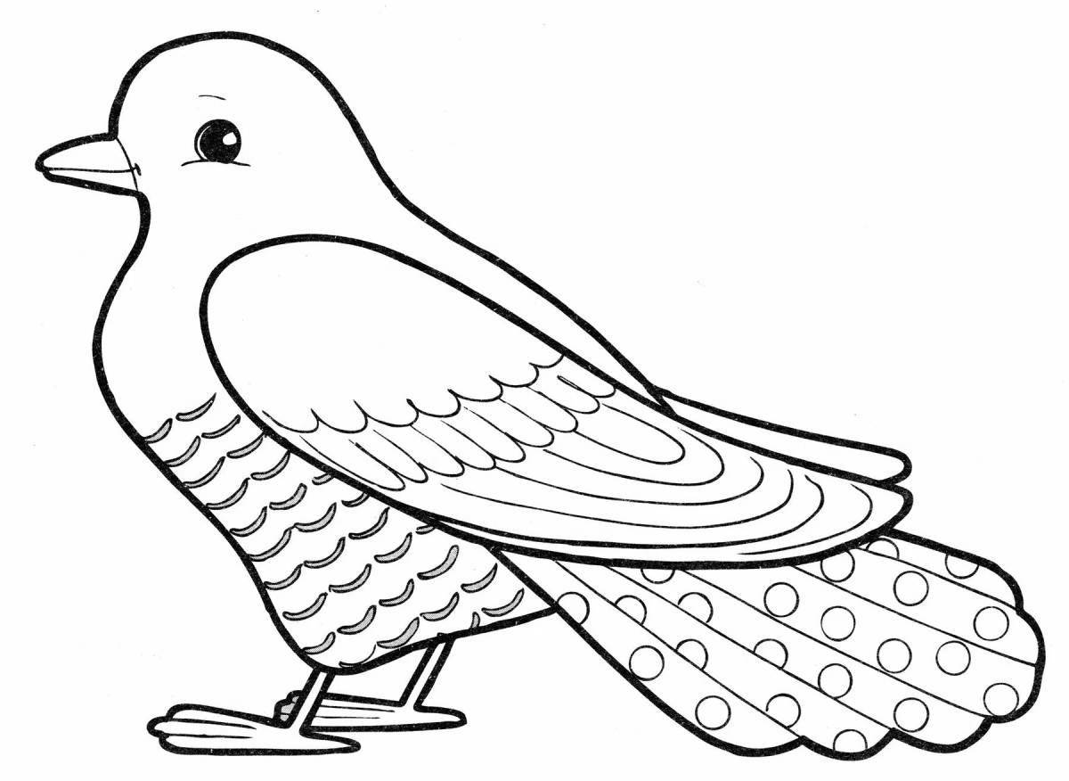 Colorful cuckoo coloring page for kids