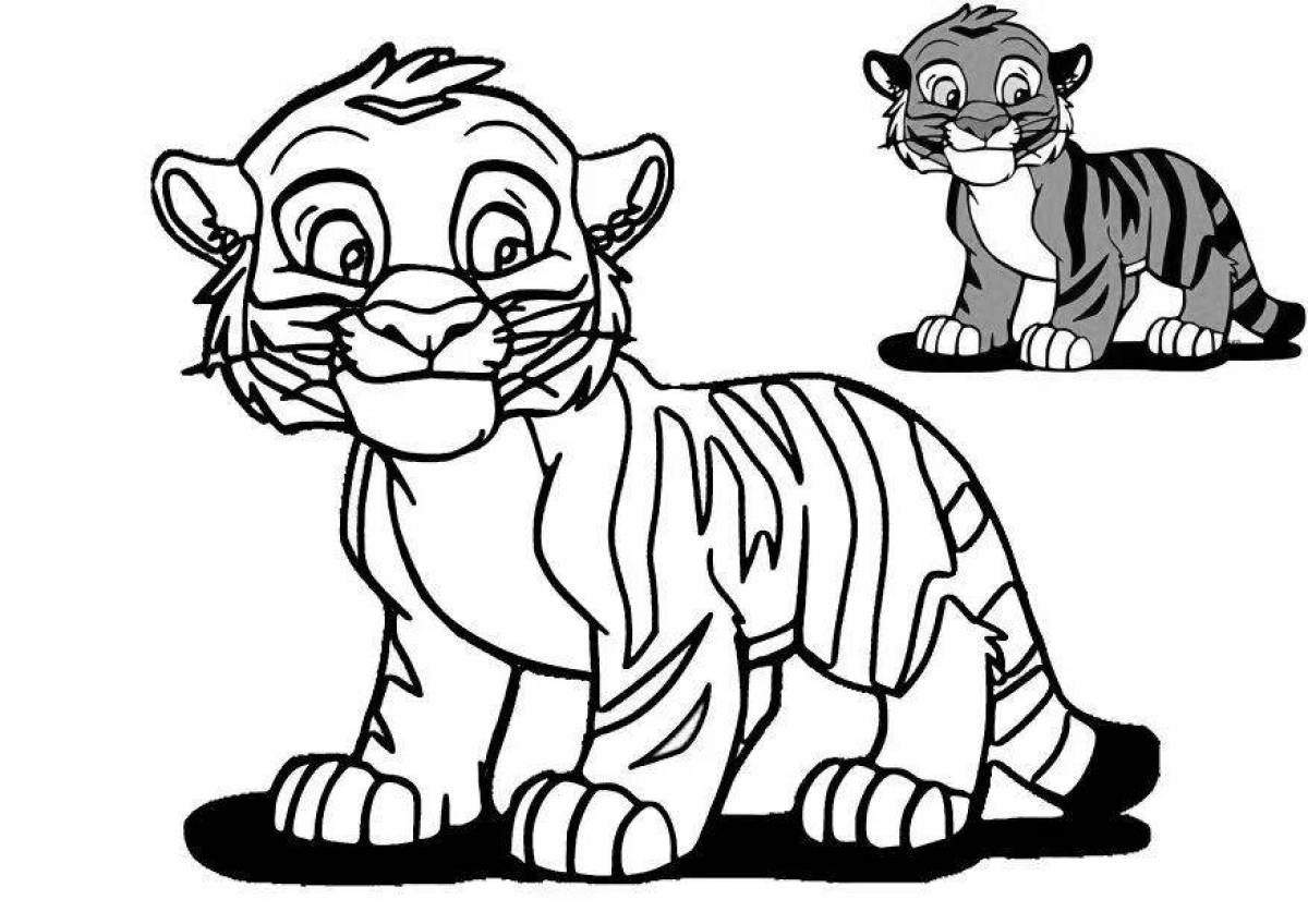 Яркая страница раскраски тигра для детей
