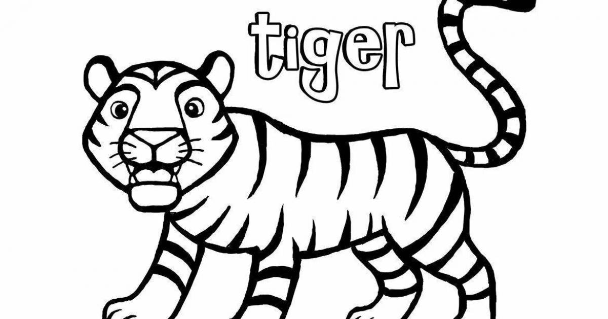Поразительная страница раскраски тигра для детей
