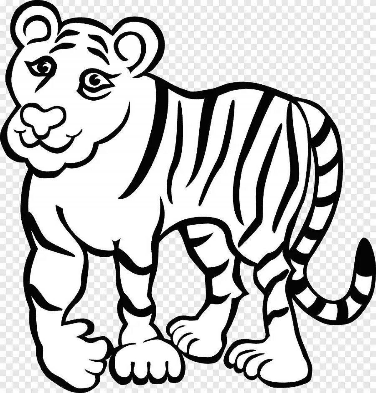 Playful tiger coloring page for kids