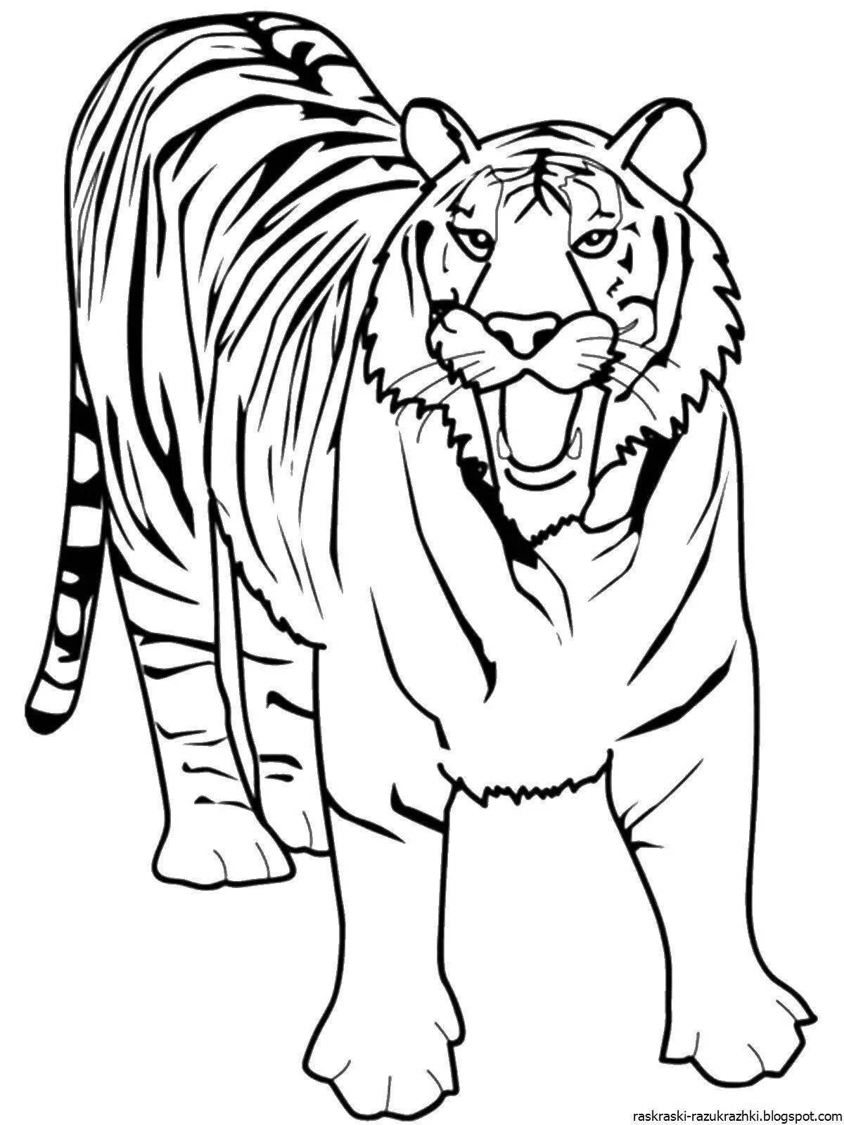 Раскраска экзотический тигр для детей