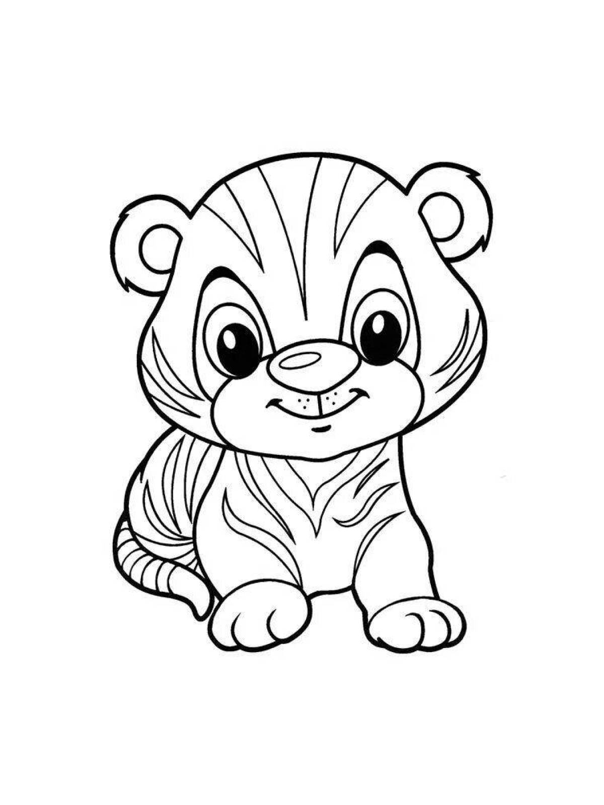 Living tiger coloring page for kids