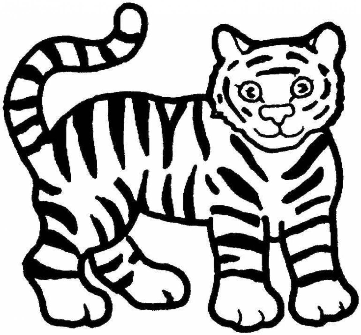 Coloring bright tiger for kids