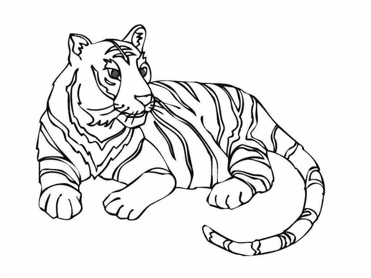 Удивительная страница раскраски тигра для детей