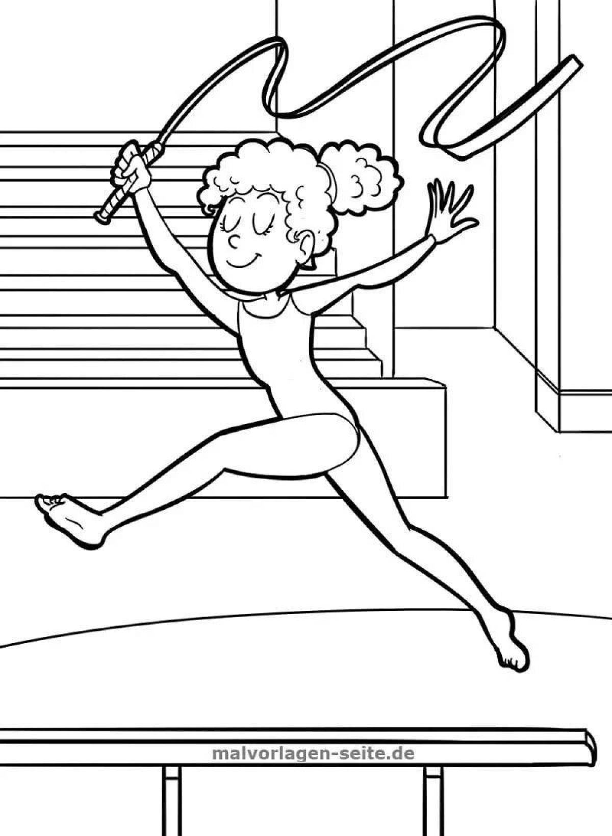 Bright gymnastic coloring book for the little ones