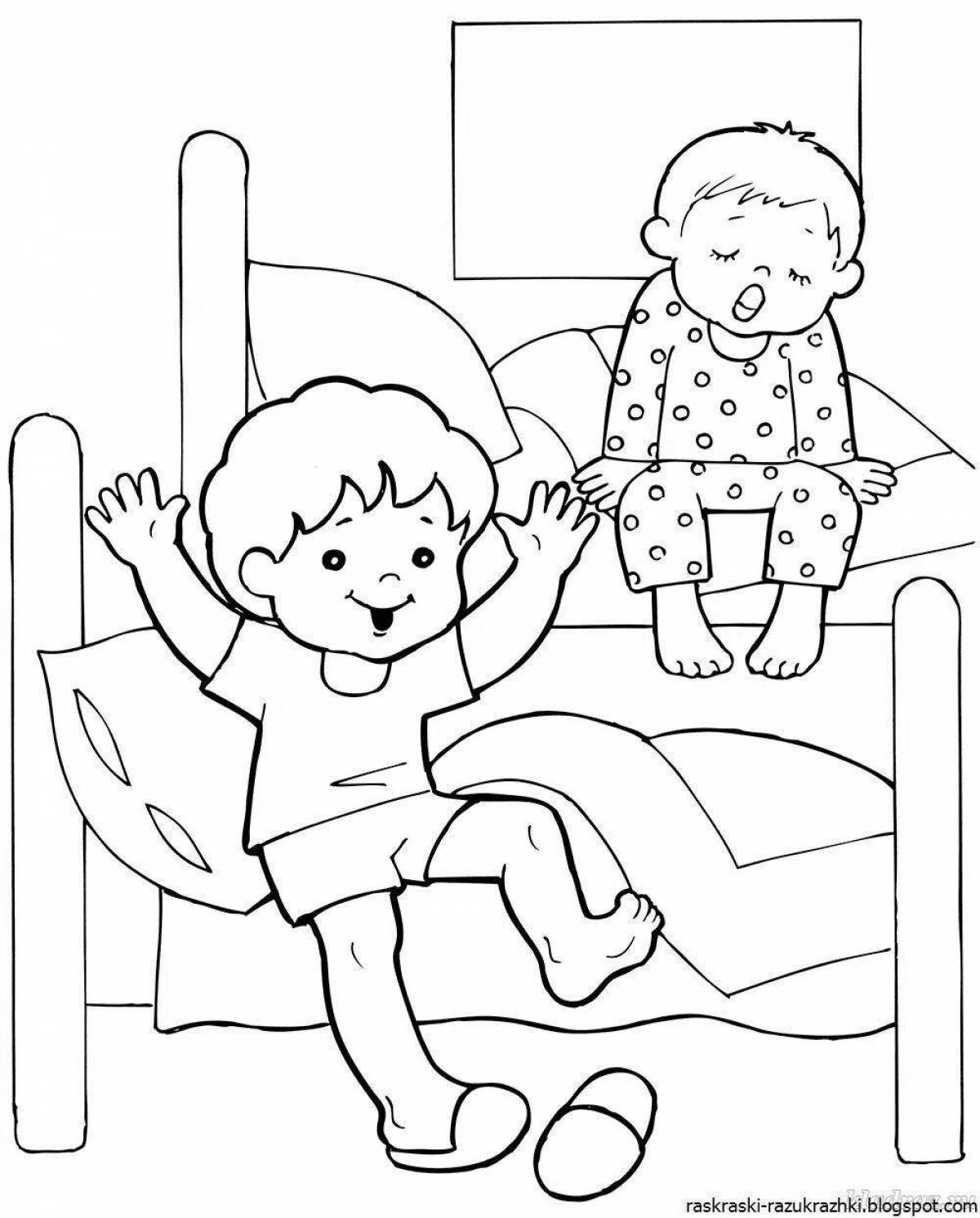 Glowing morning coloring page for kids