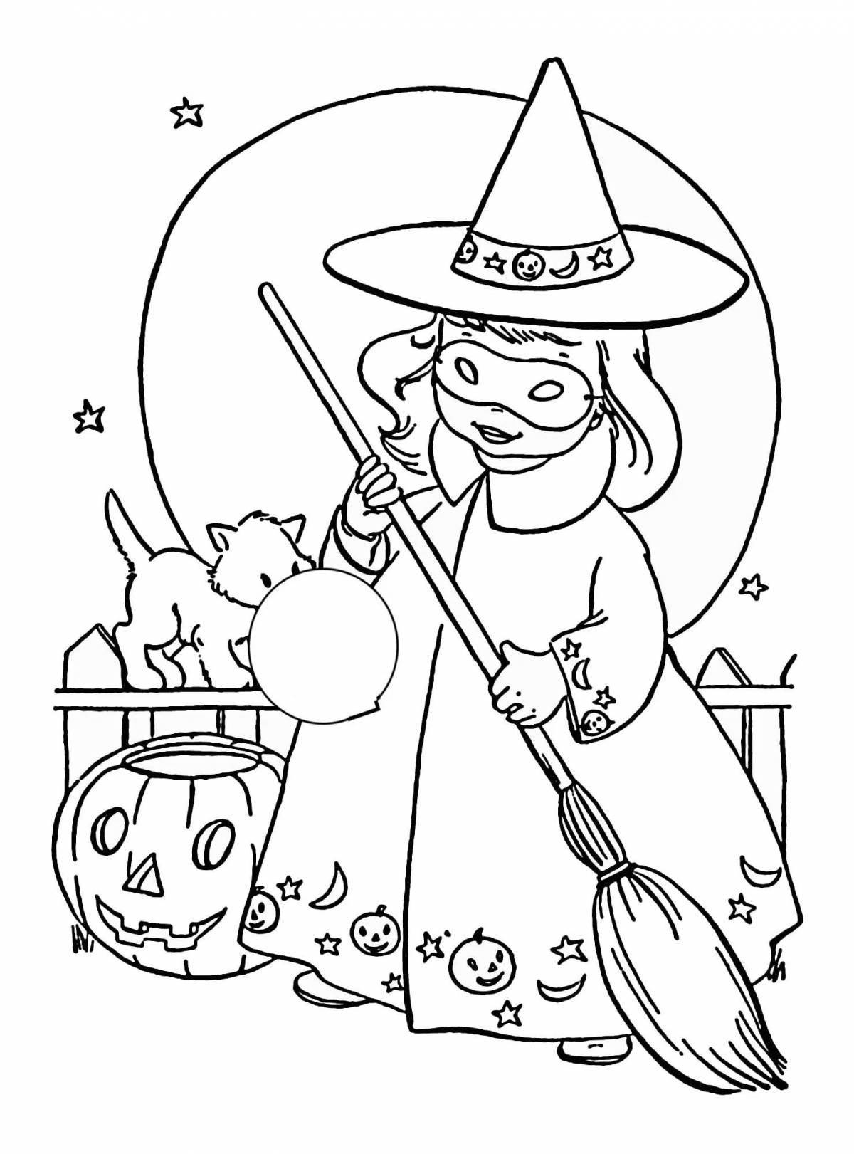 Spooky witch coloring book for kids