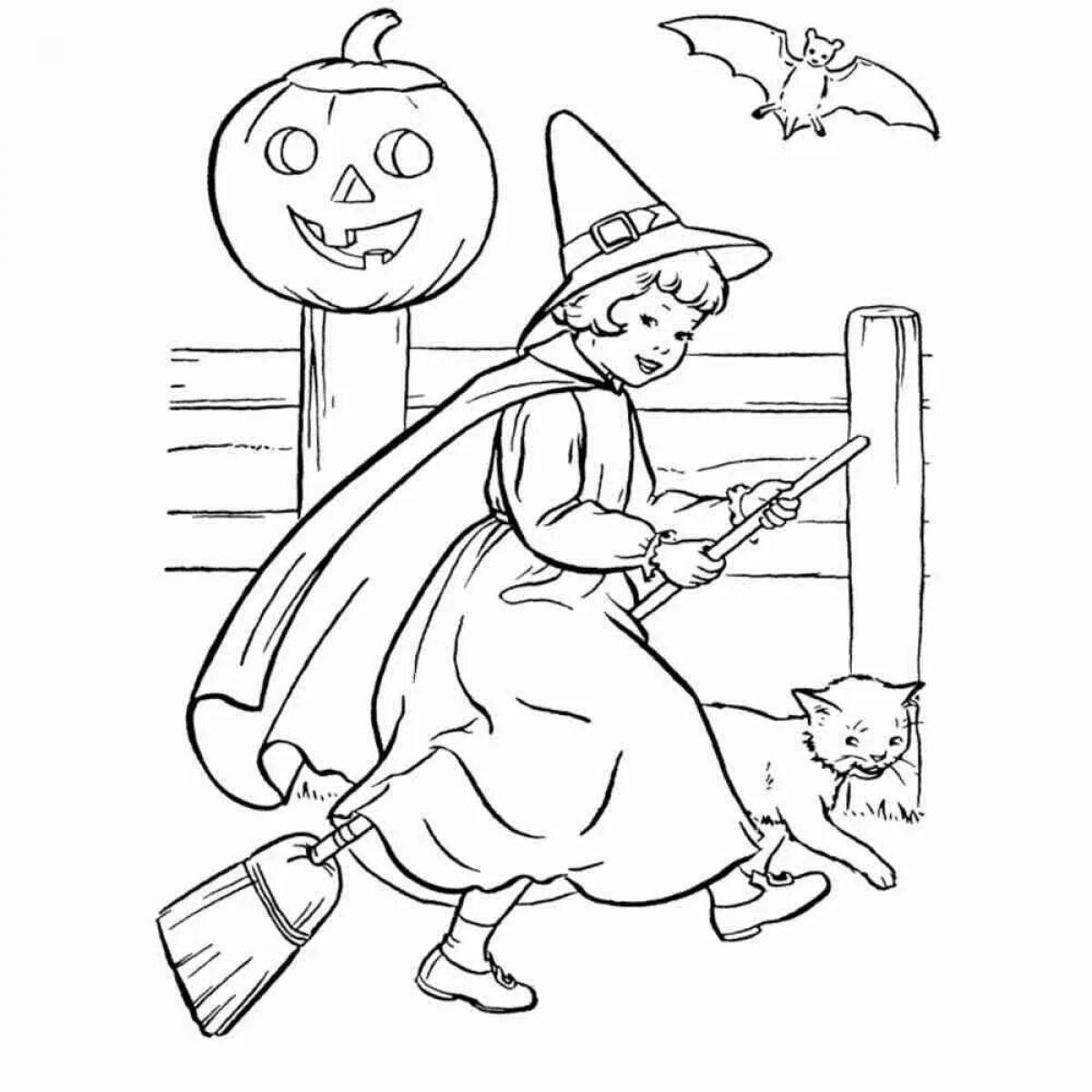 Mystical witch coloring book for kids