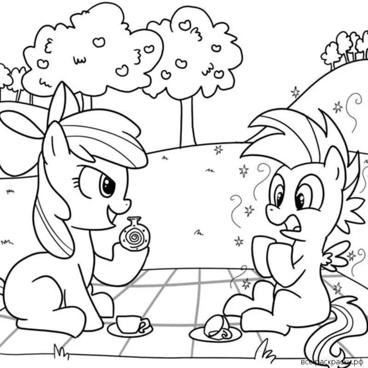 Adorable pony play time coloring page