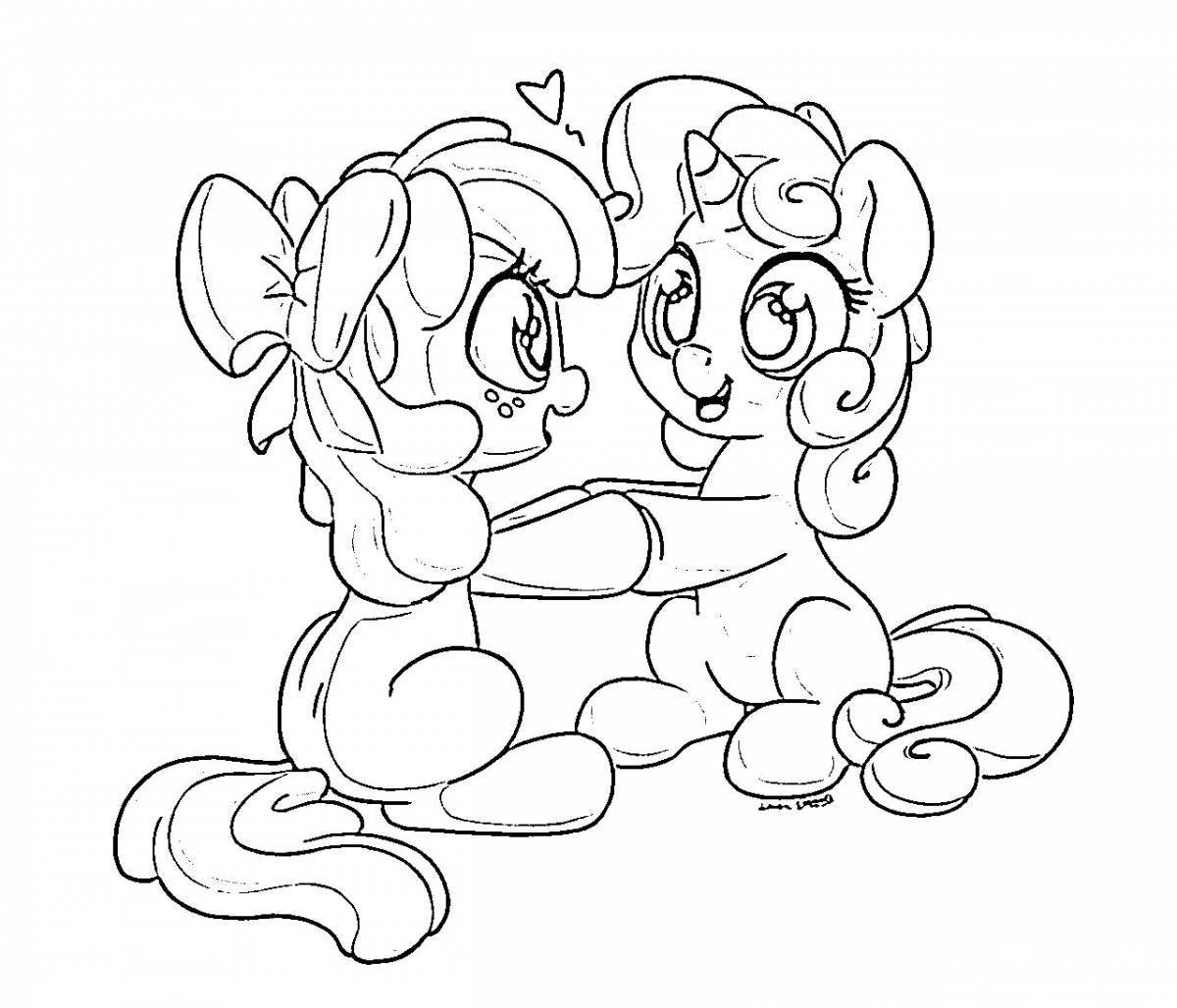 Colorful pony time coloring page
