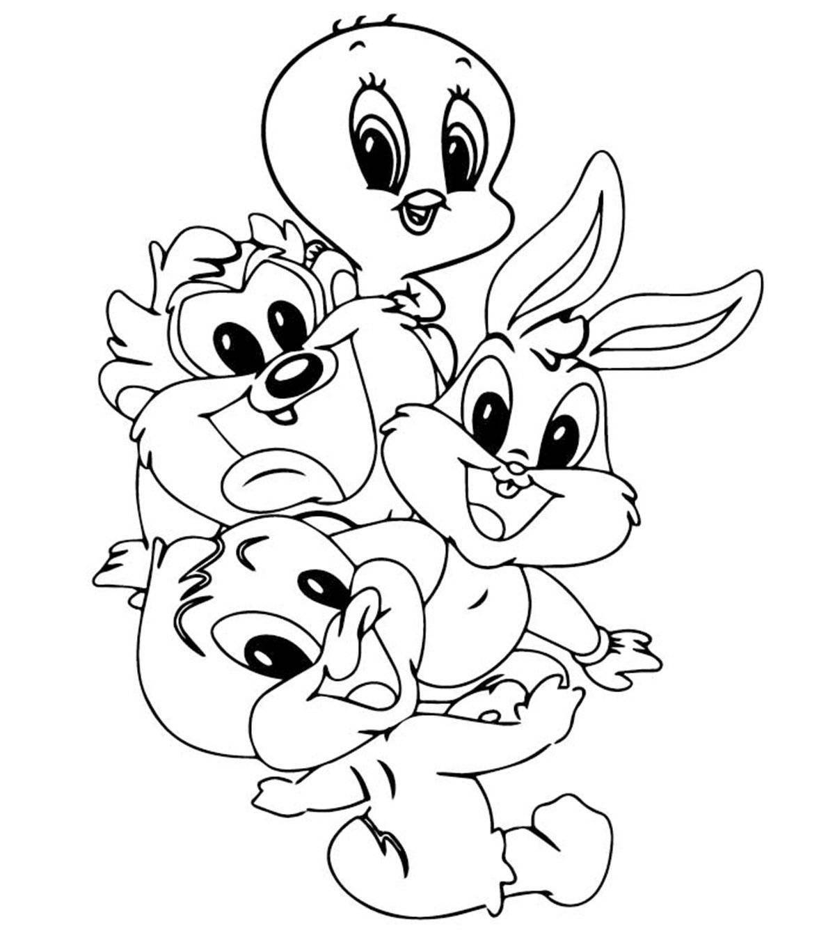 Coloring book adorable cartoon characters for kids