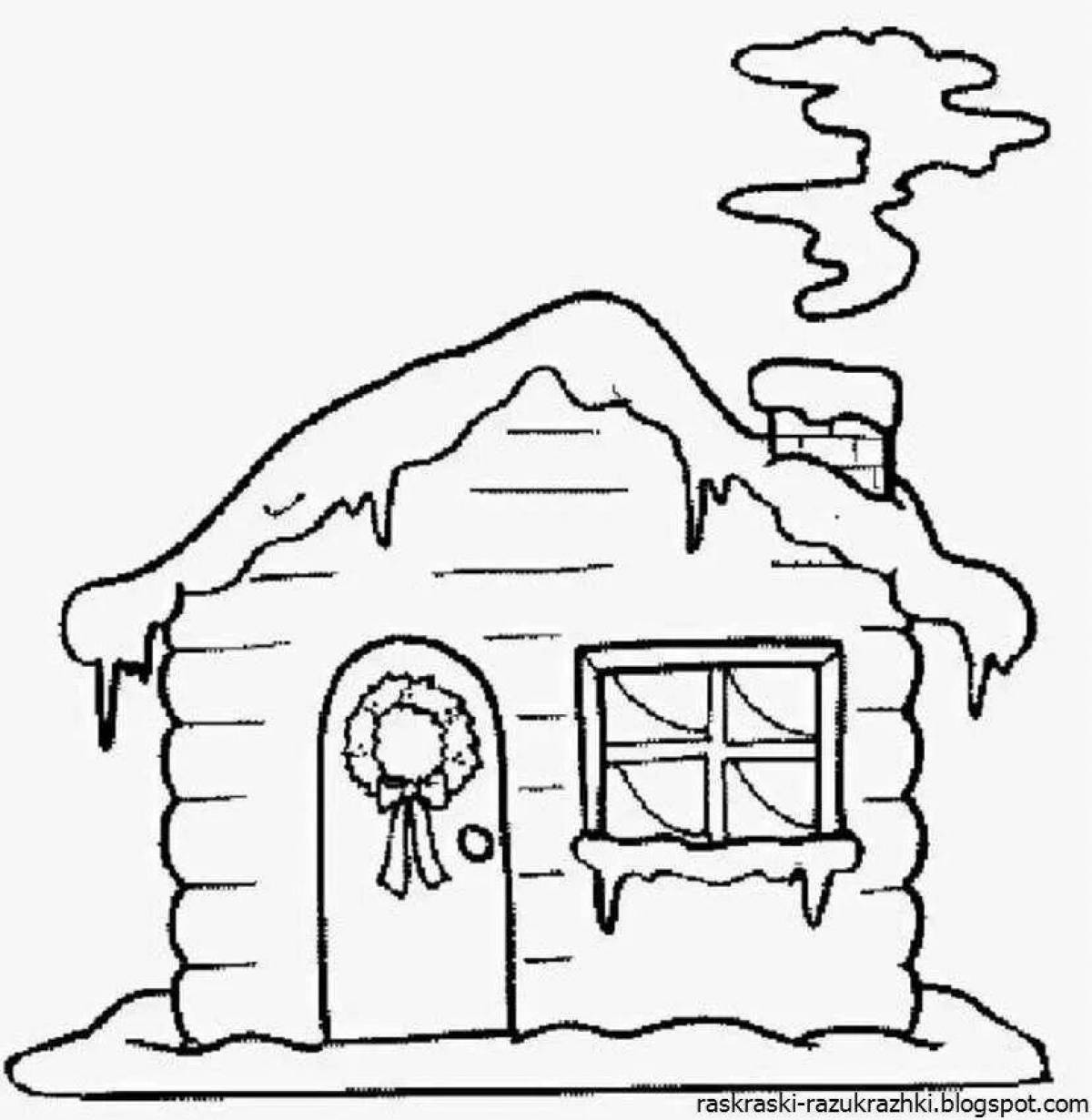 Coloring book happy bast and ice hut