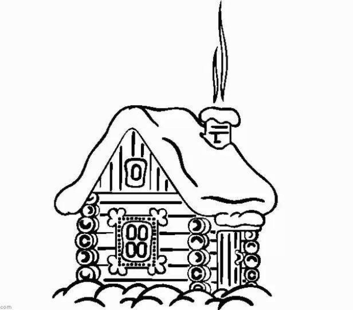 Magnificent lubok and ice hut coloring page