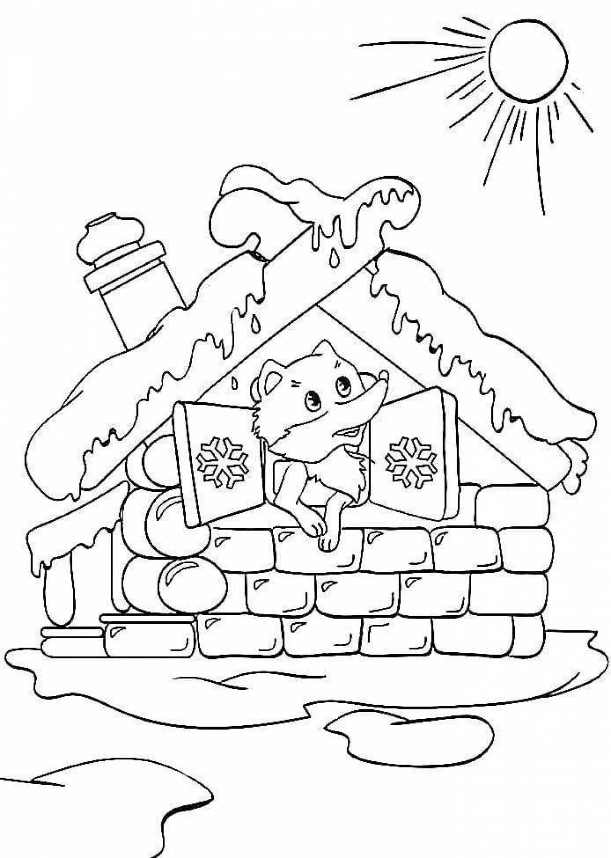 Impressive bast and ice hut coloring page
