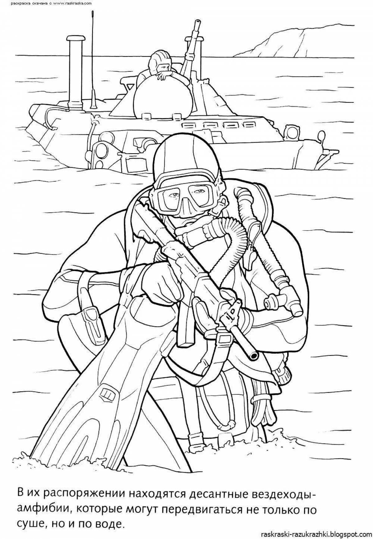 Coloring book valiant military soldiers for boys