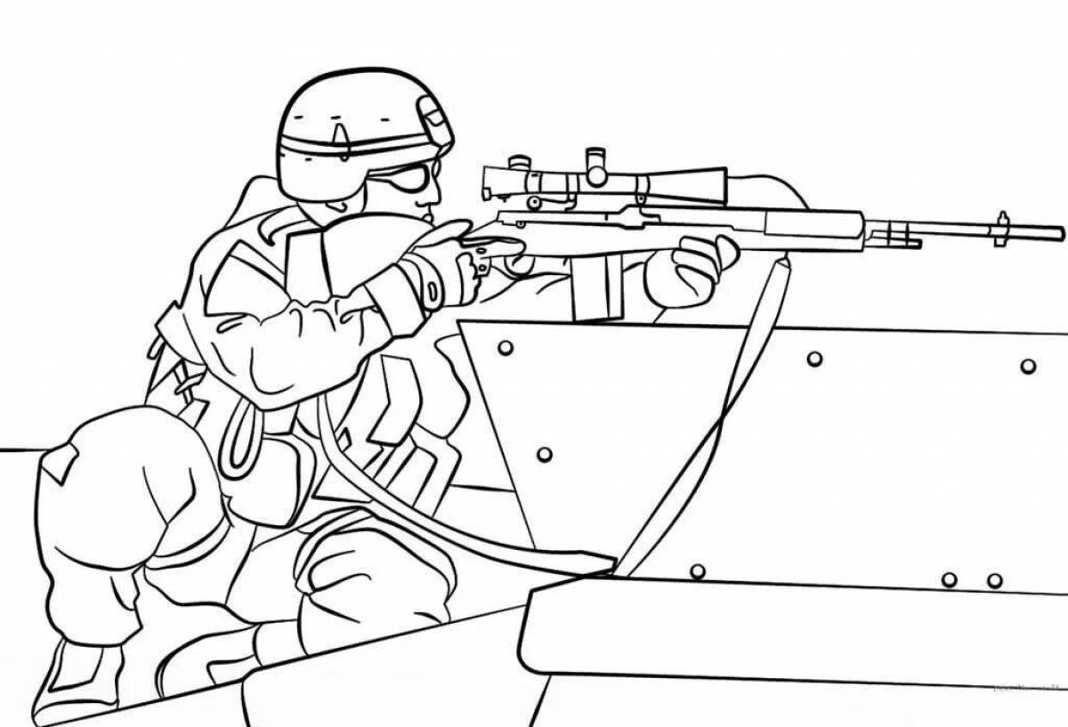 Resolute military soldiers coloring page for boys
