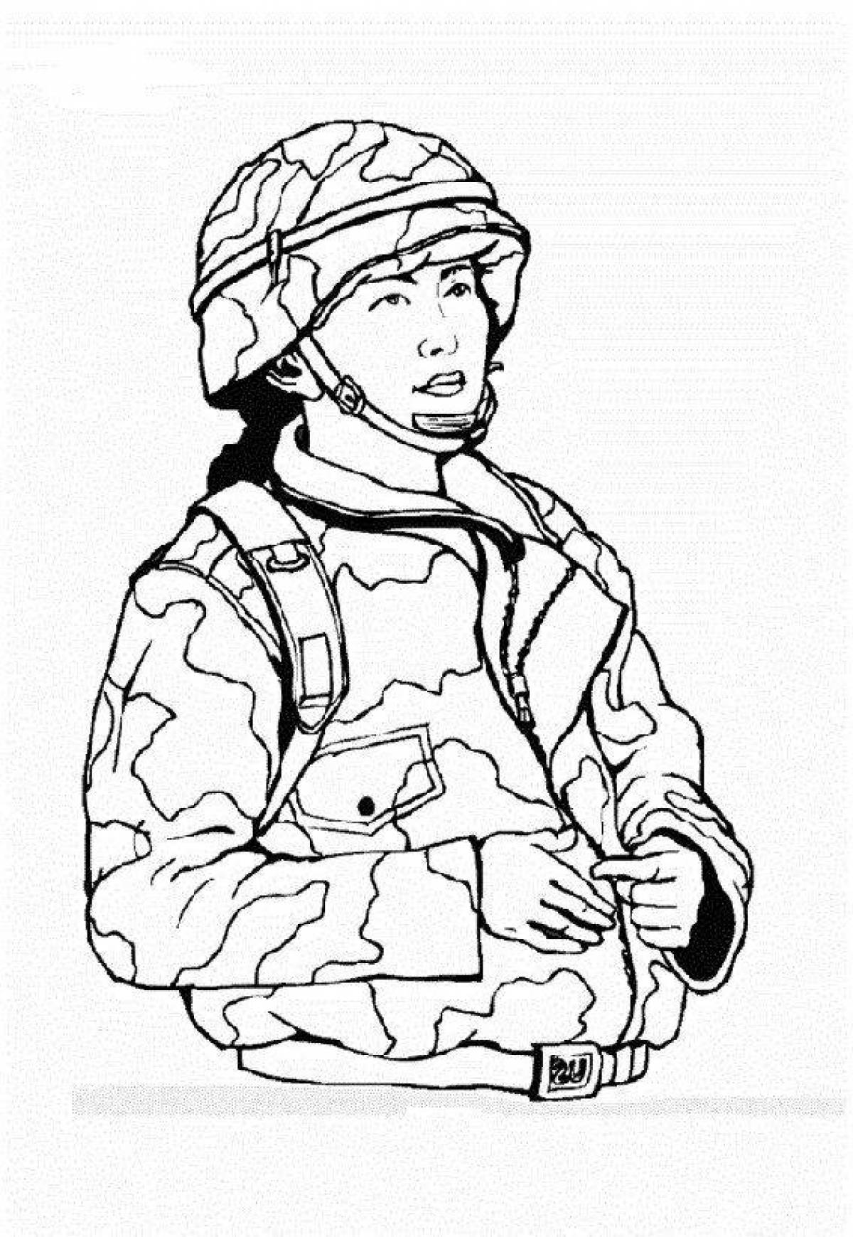 Glowing military soldiers coloring book for boys