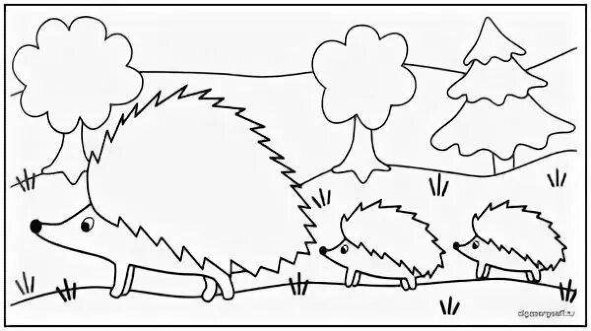 Cute hedgehog coloring book for 2-3 year olds