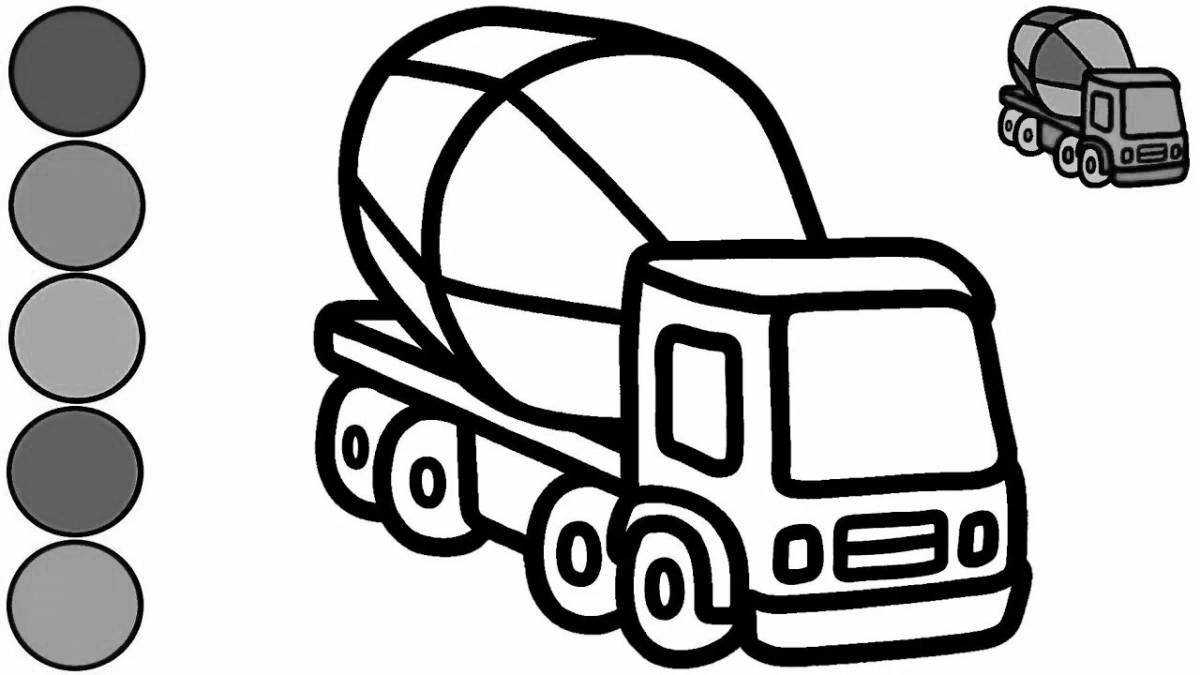 Playful baby concrete mixer coloring page