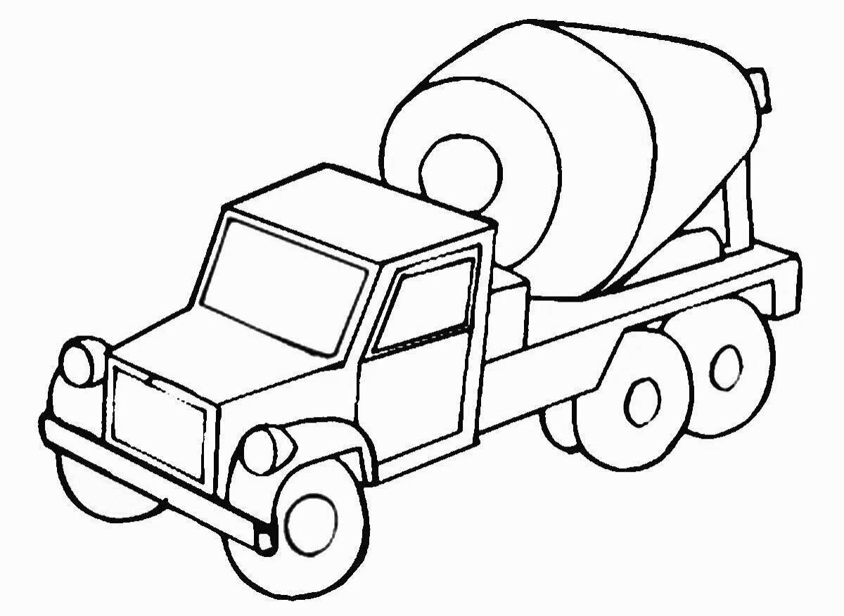 Stimulating concrete mixer coloring page for toddlers
