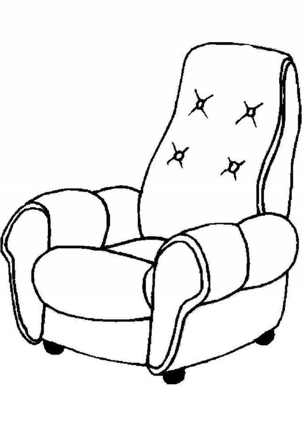 Adorable armchair coloring page for 3-4 year olds