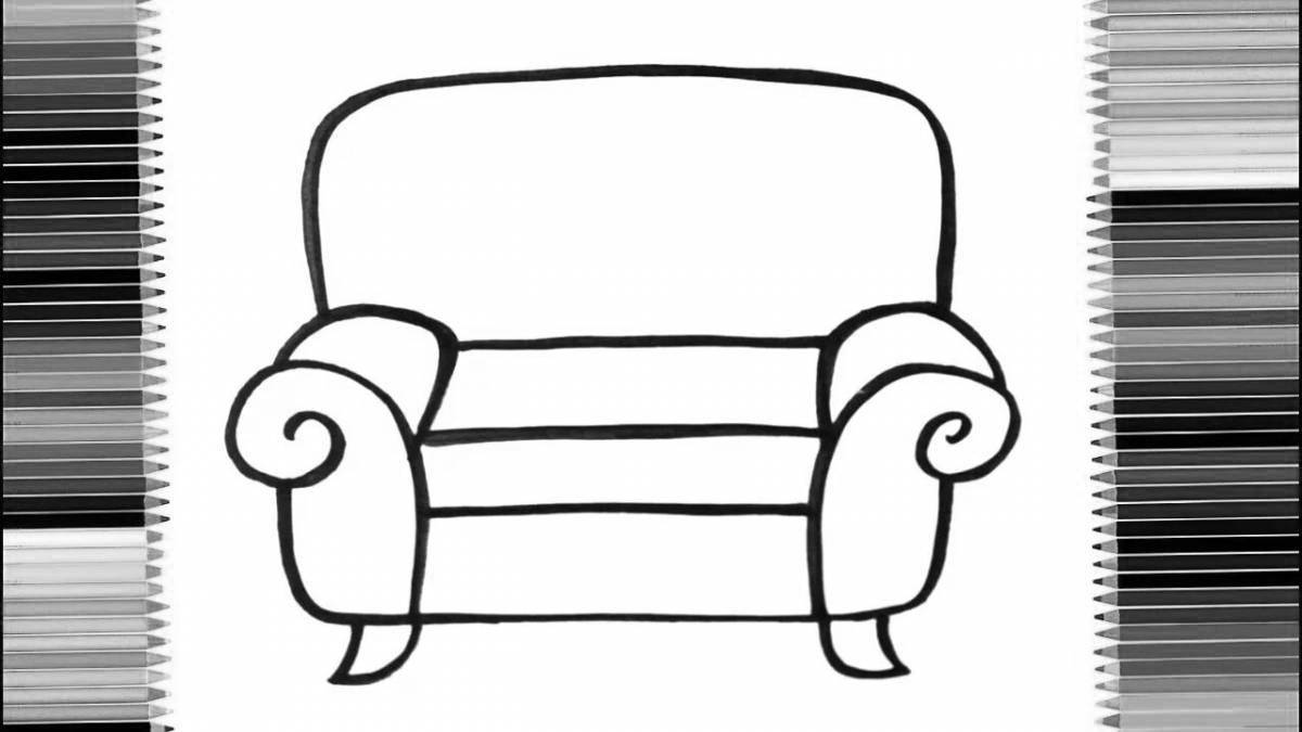 Coloring book gorgeous armchair for children 3-4 years old
