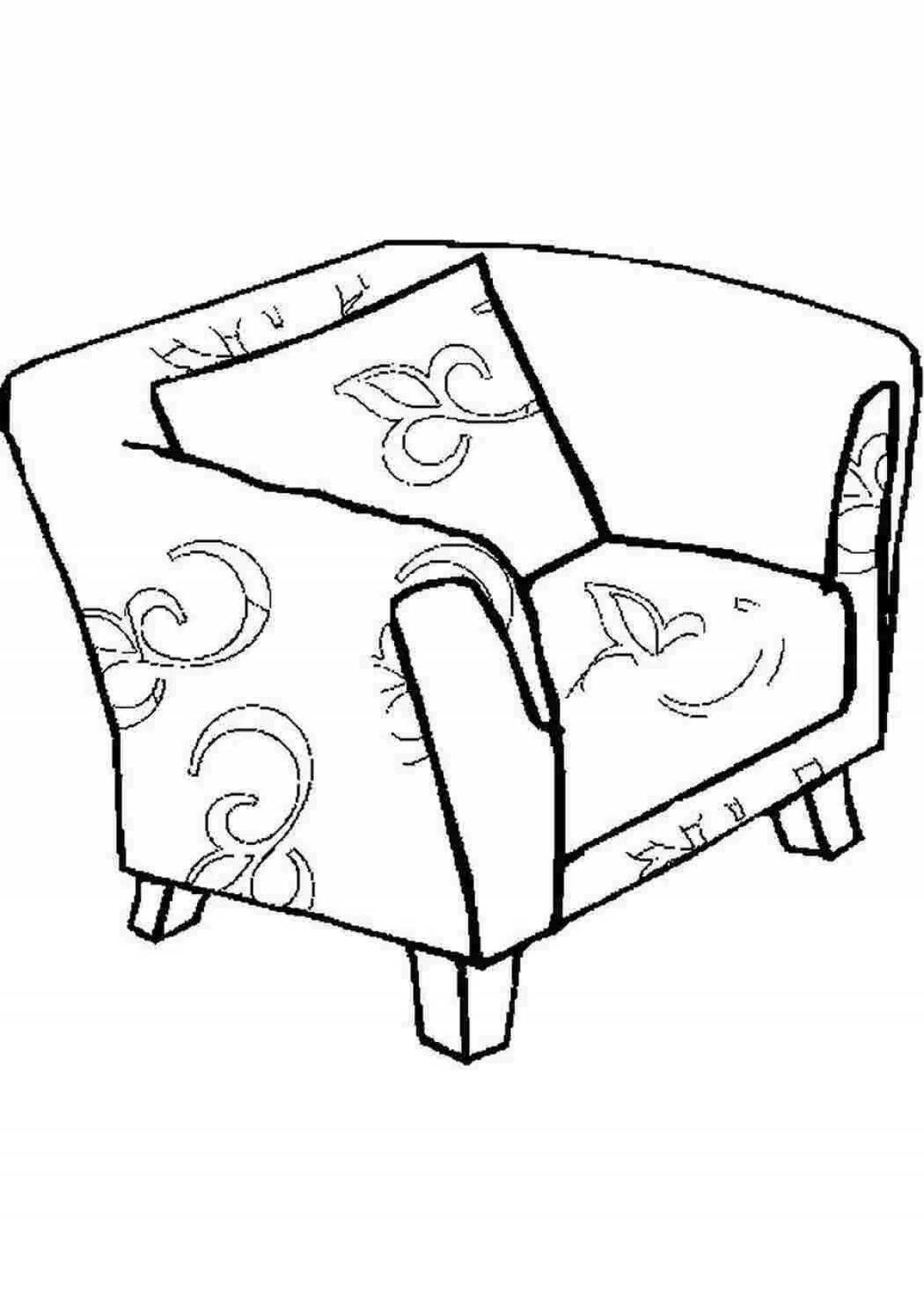 Crazy chair coloring page for 3-4 year olds