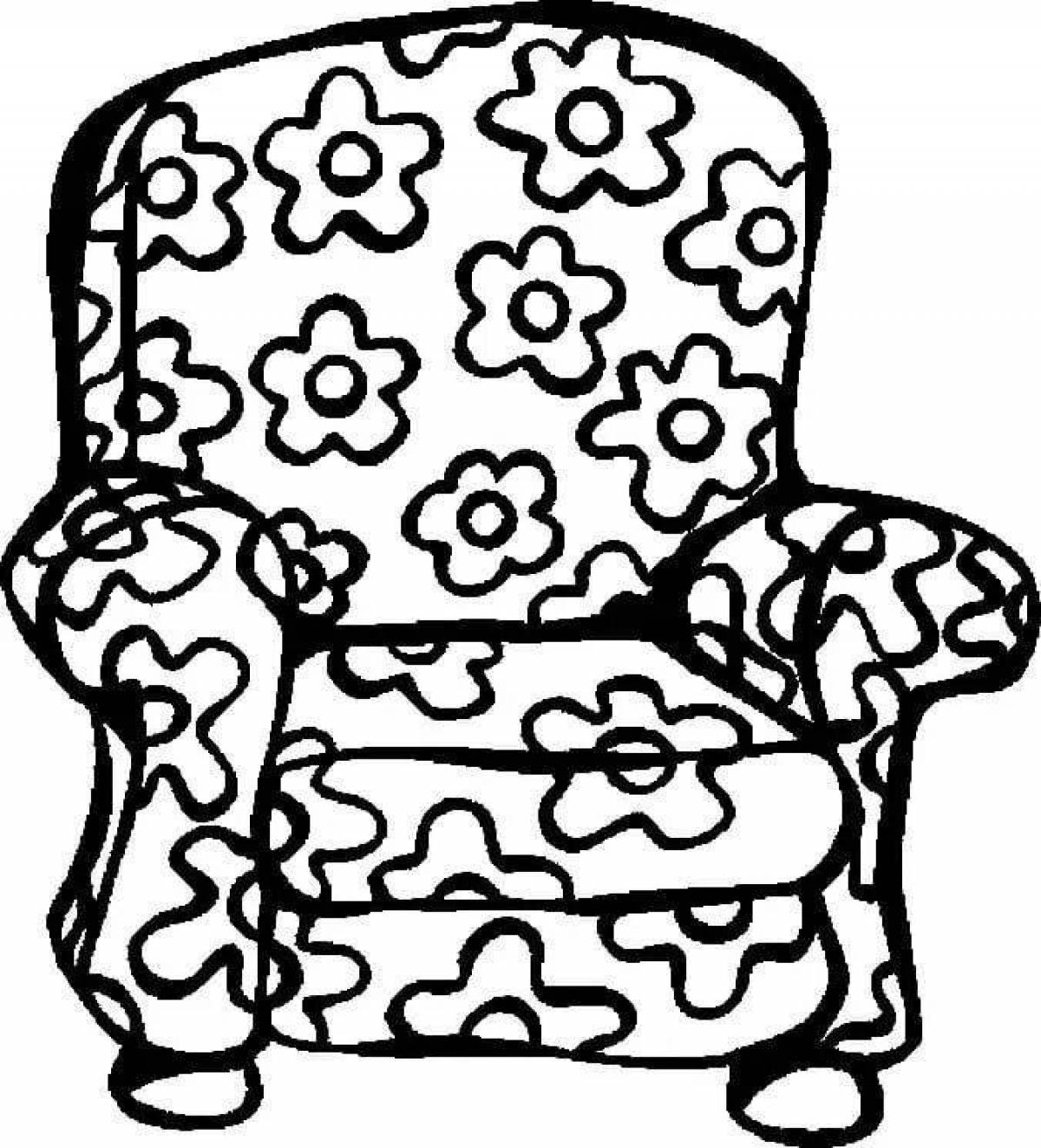 Раскраска радостное кресло для детей 3-4 лет