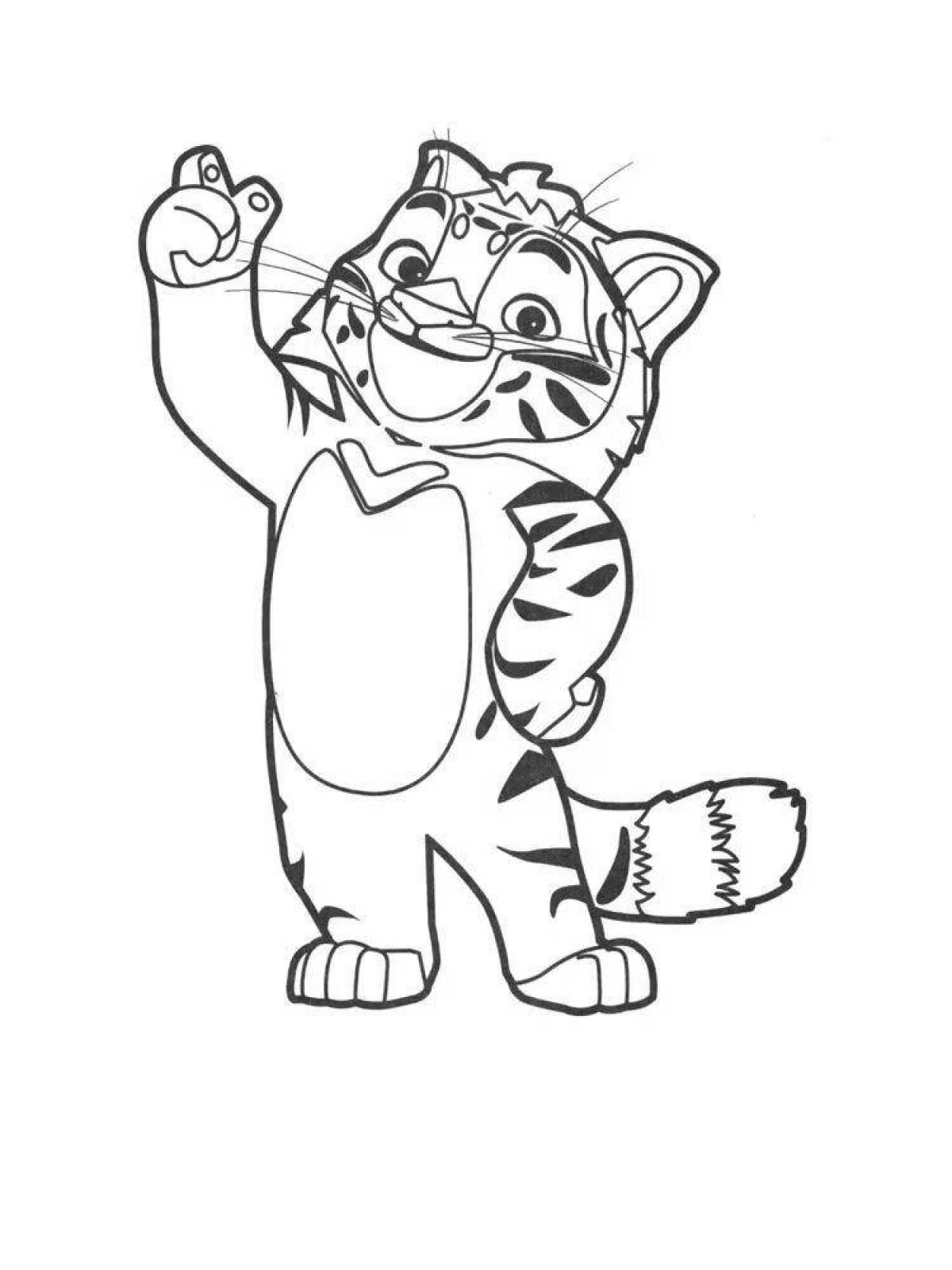 Joyful tiger and lion coloring pages for kids