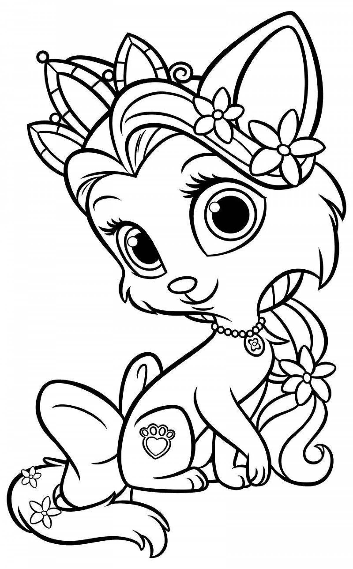 Exquisite coloring book for girls with 9 year old animals