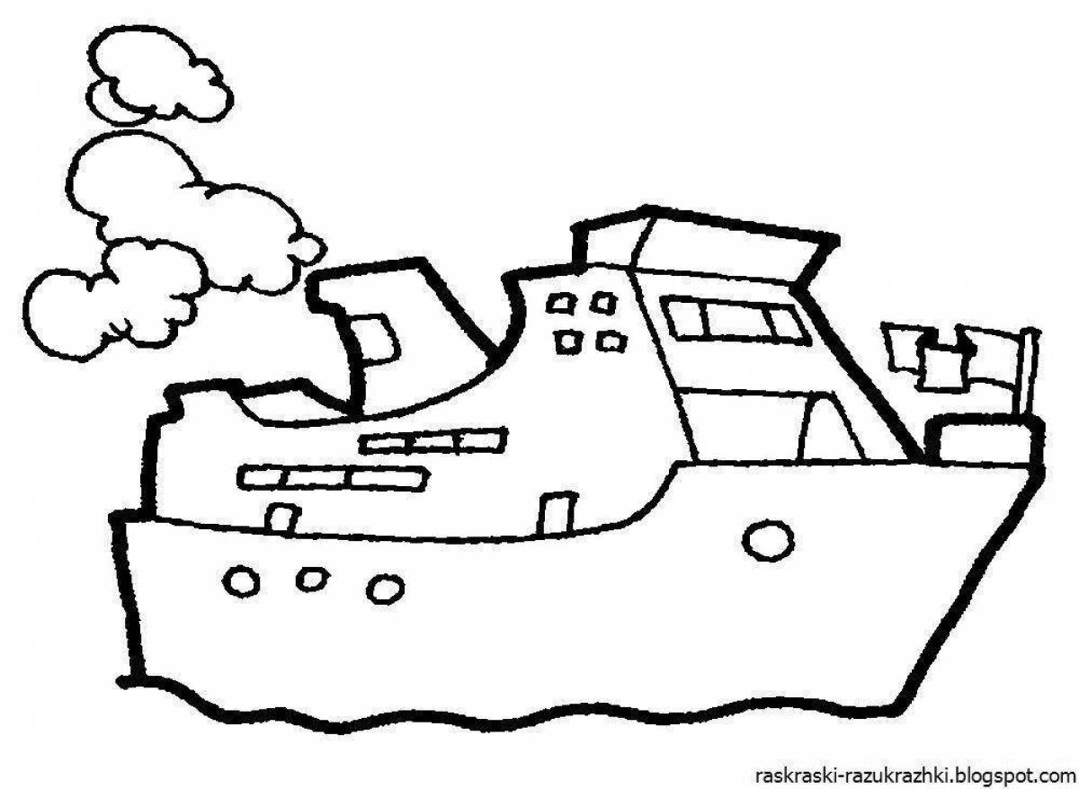 Playful ships coloring page for 3-4 year olds