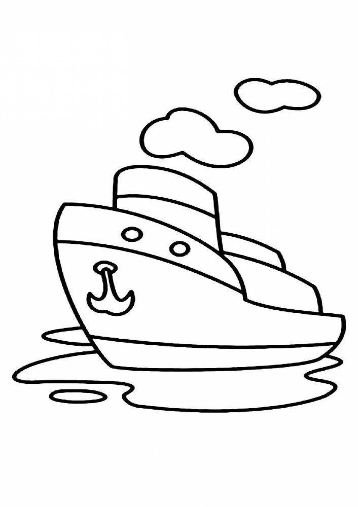 Fun ship coloring book for 3-4 year olds